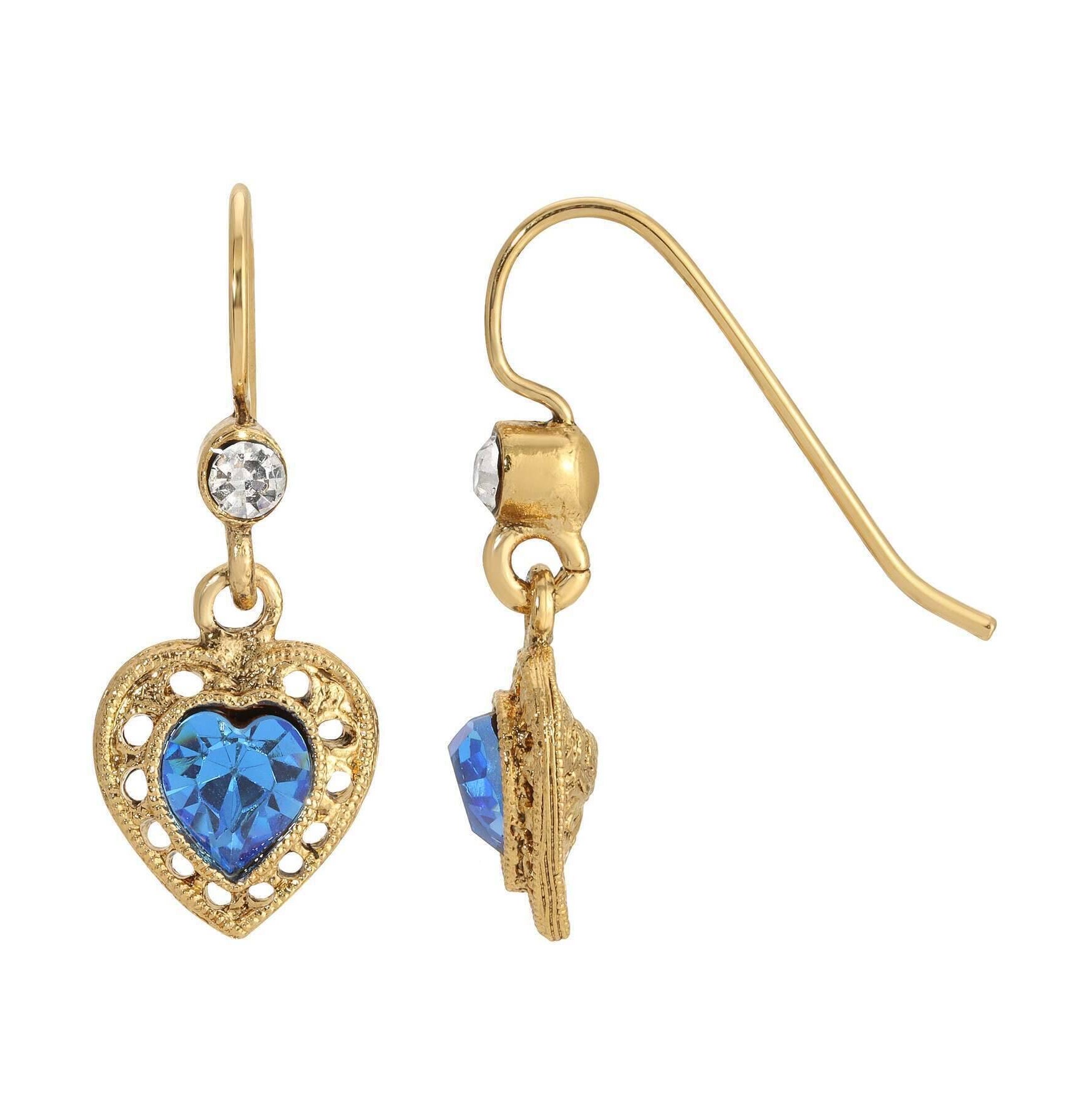1928 Jewelry Petite Crystal Heart Drop Earrings
