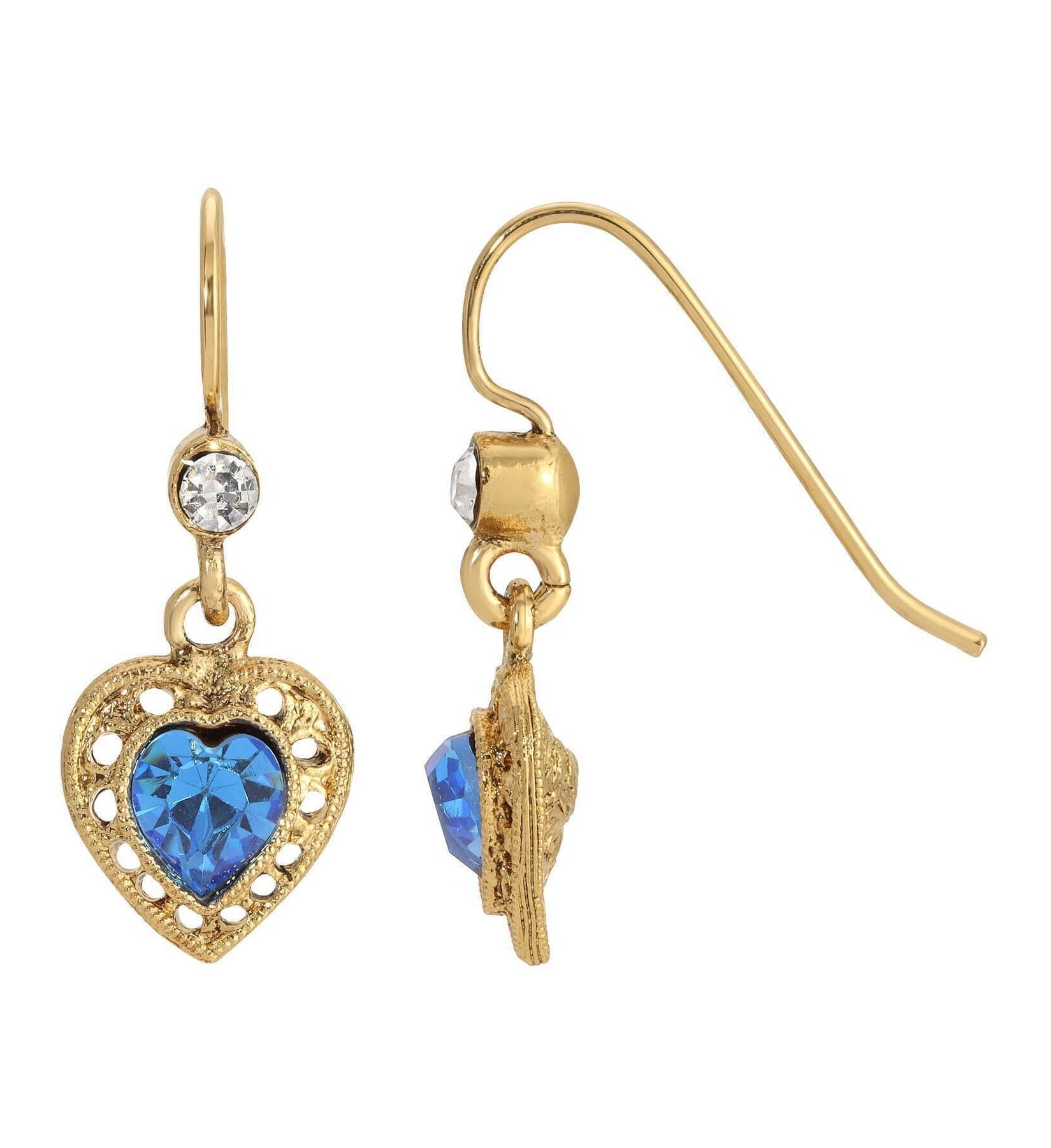 1928 Jewelry Petite Crystal Heart Drop Earrings