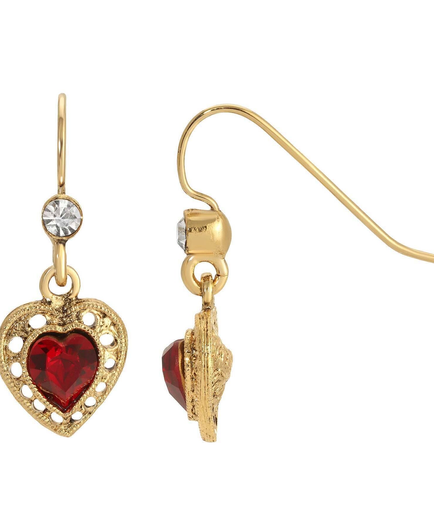 1928 Jewelry Petite Crystal Heart Drop Earrings