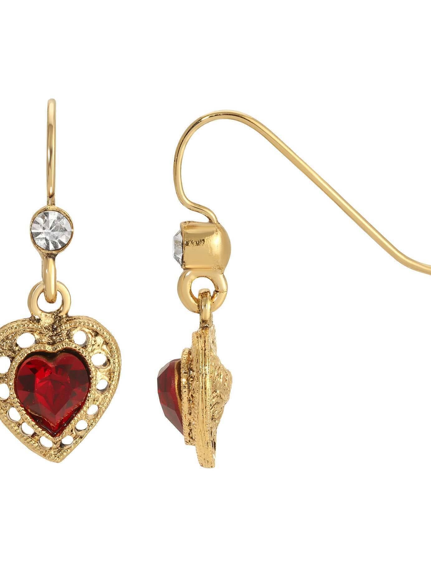 1928 Jewelry Petite Crystal Heart Drop Earrings