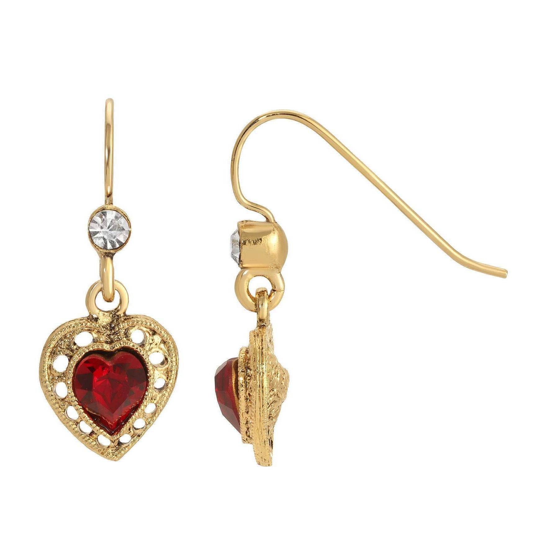 1928 Jewelry Petite Crystal Heart Drop Earrings