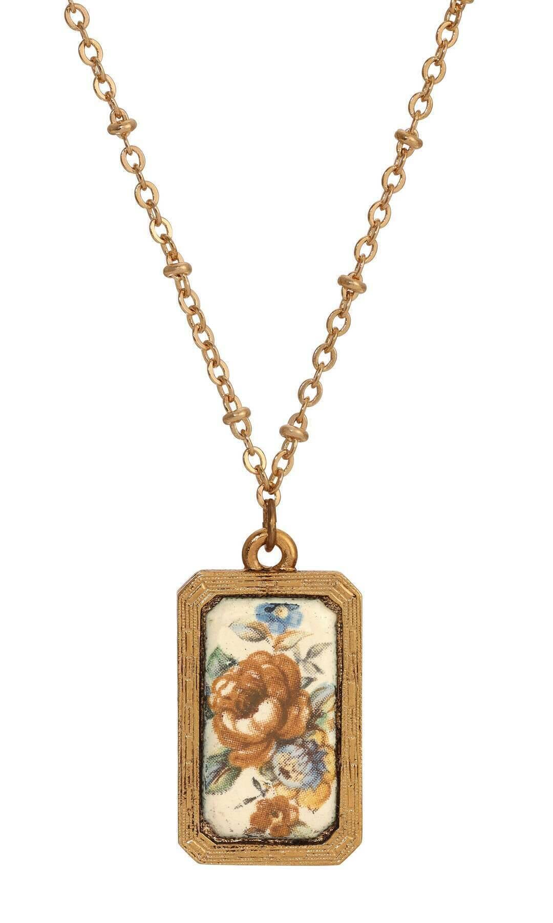 1928 Jewelry Vintage Floral Bloom Pendant Necklace 18"