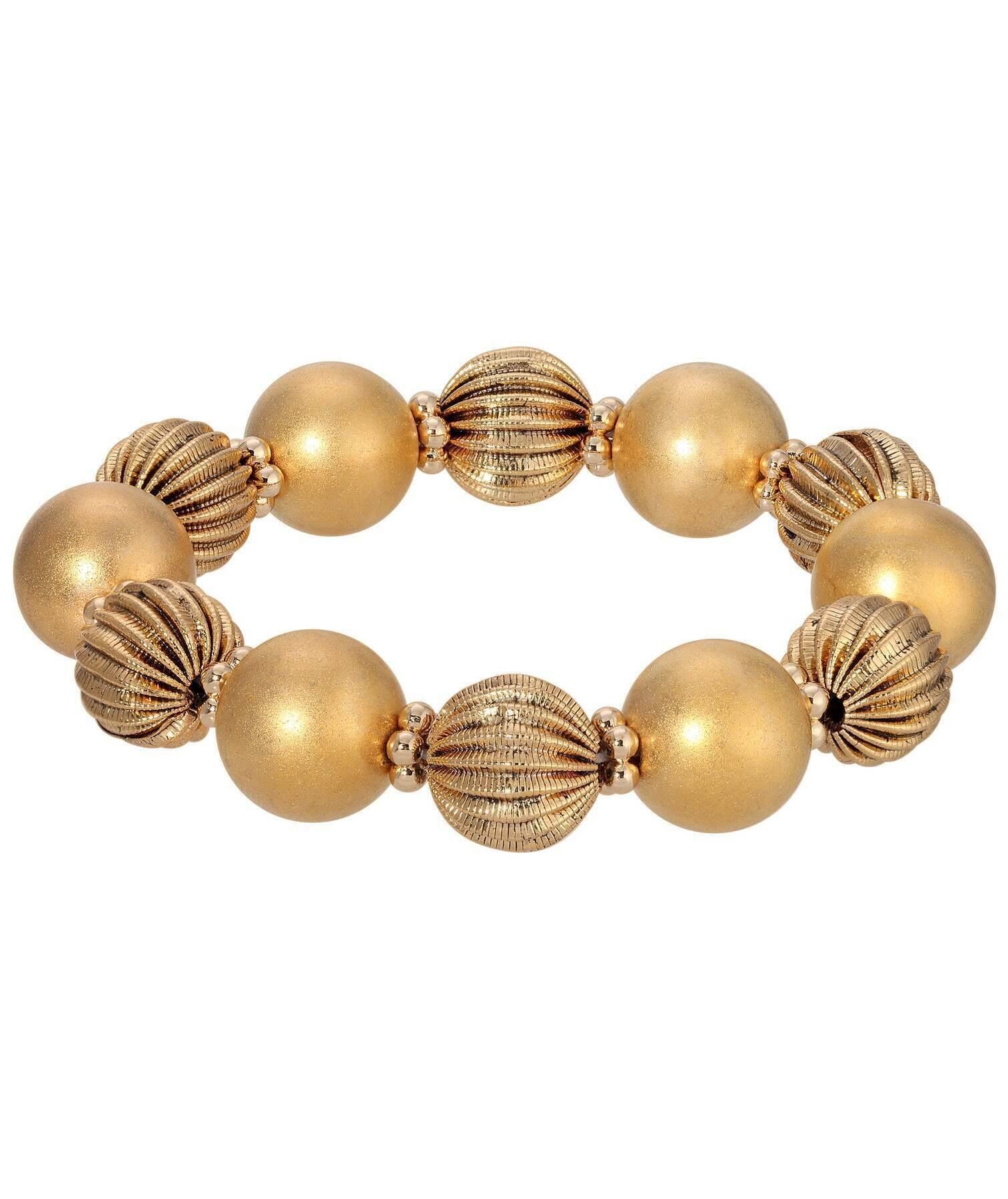 1928 Jewelry Golden Blossom Gold Beaded Stretch Bracelet