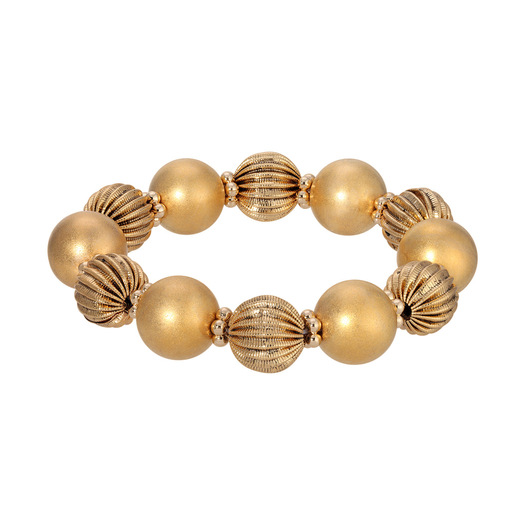 1928 Jewelry Golden Blossom Gold Beaded Stretch Bracelet