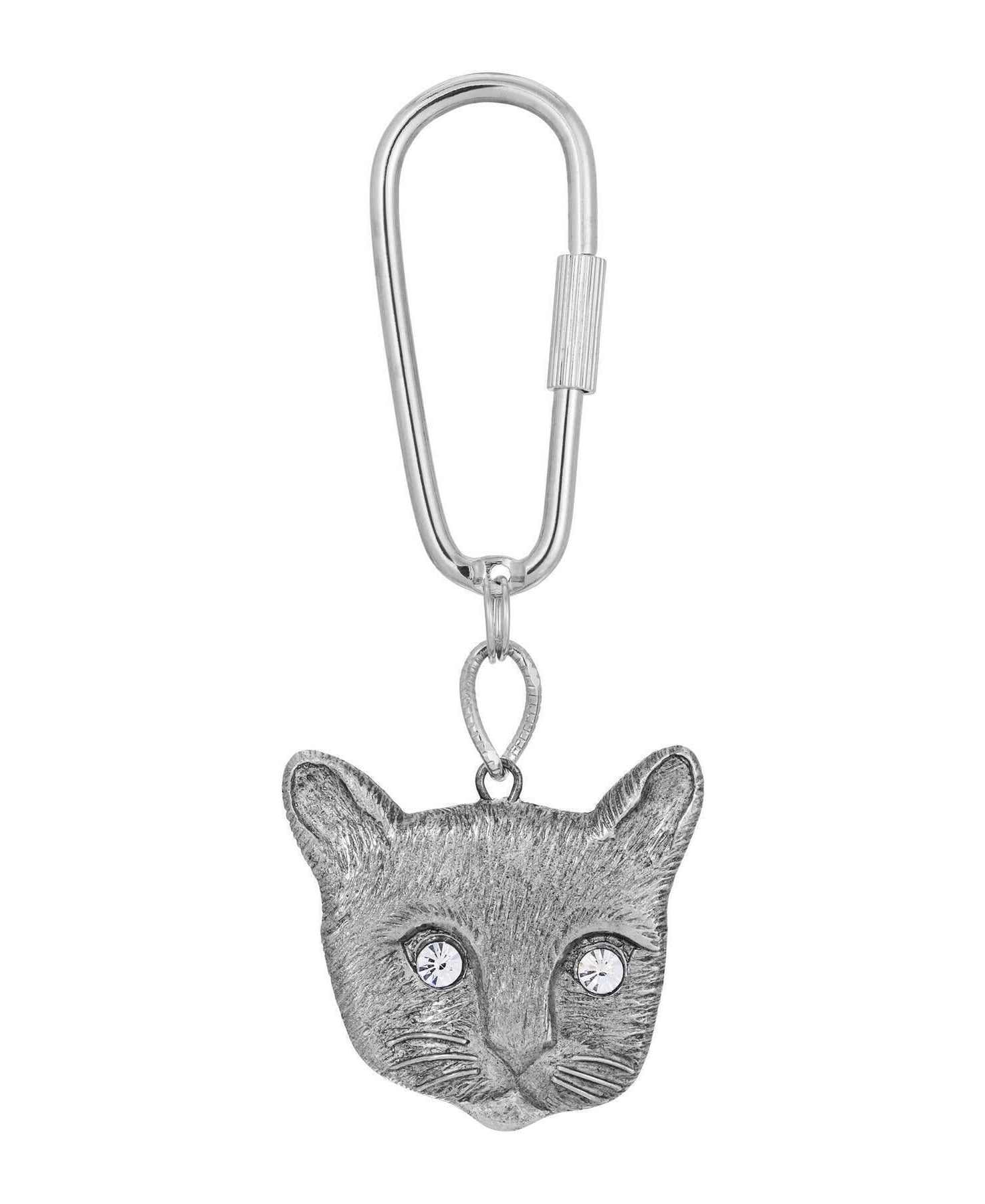 1928 Jewelry Crystal Eyes Kitty Cat Carabiner Key Chain