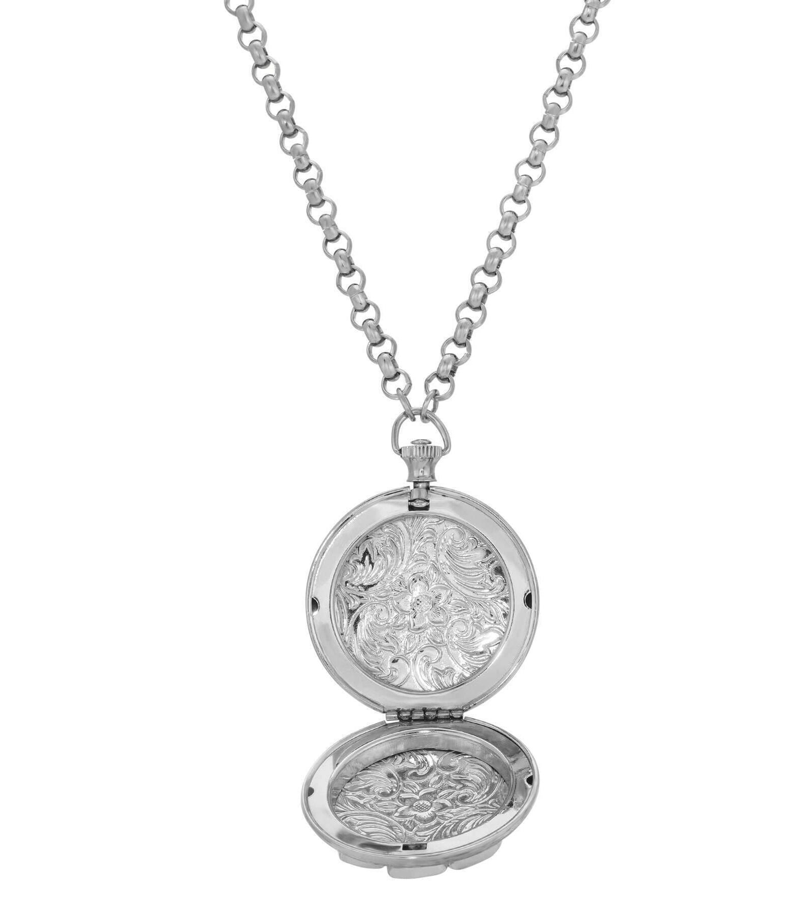 1928 Jewelry Deco Lux Crystal Pocket Watch Locket Necklace 28"