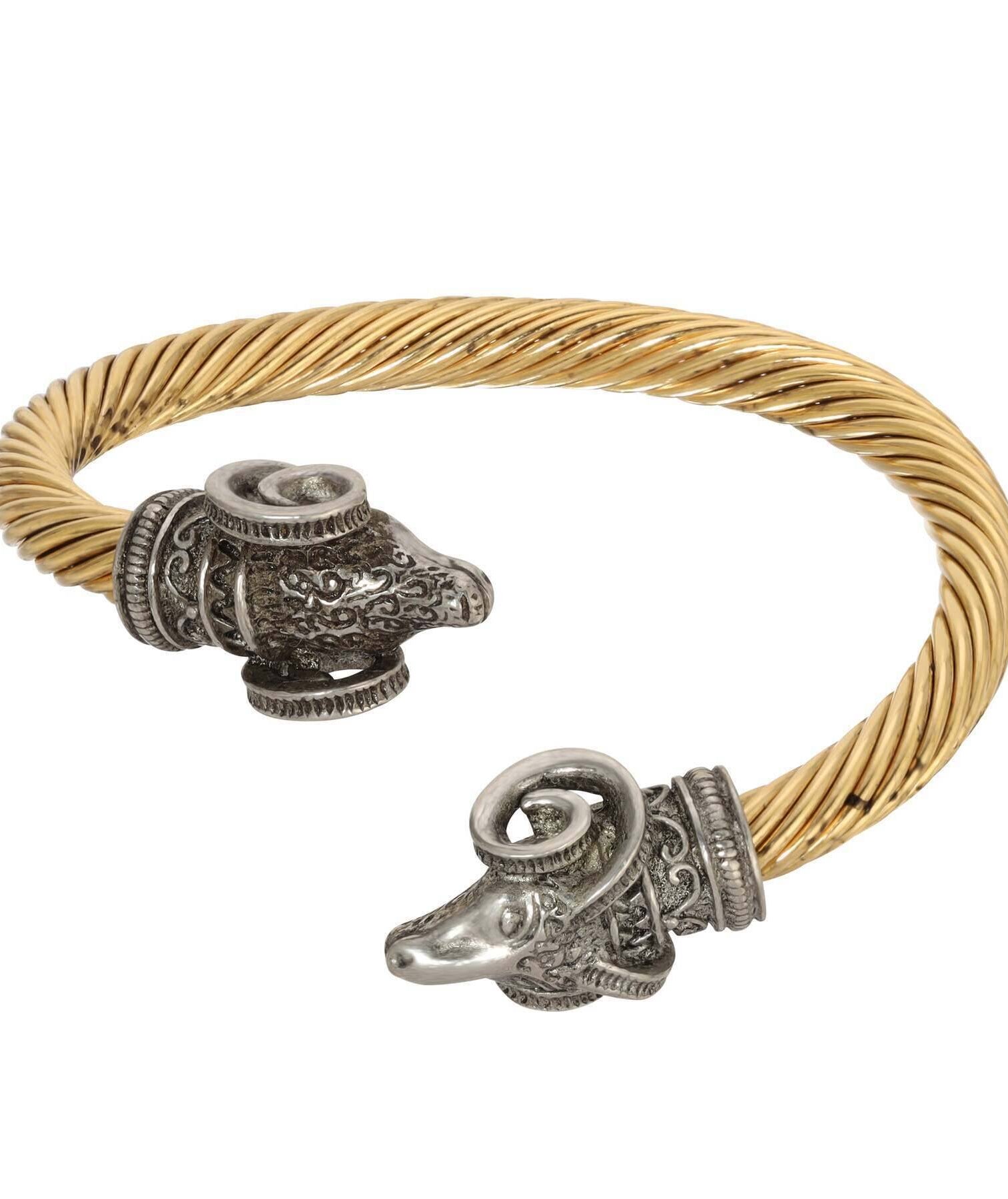 1928 Jewelry Amun Rams Head Open Bangle Cuff Bracelet