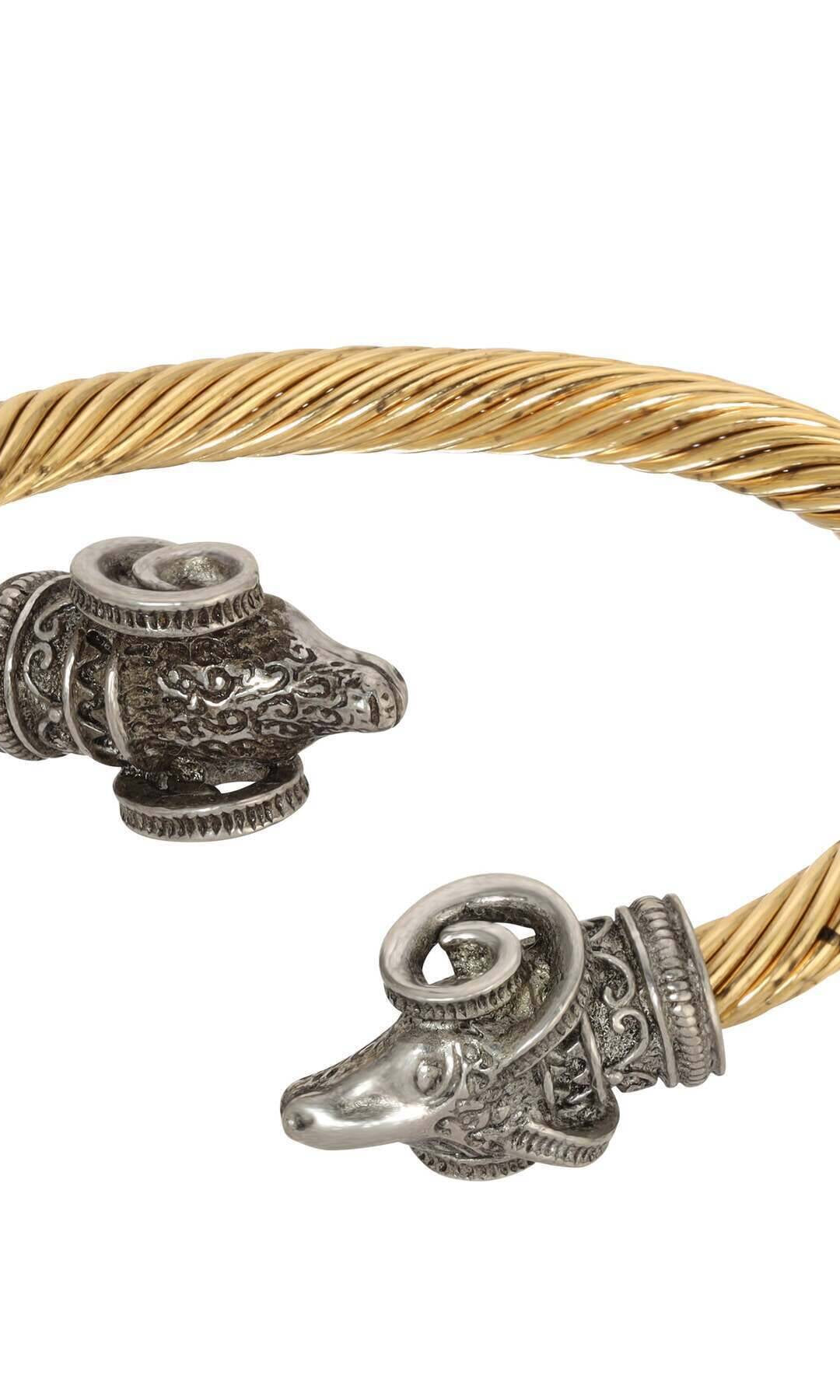 1928 Jewelry Amun Rams Head Open Bangle Cuff Bracelet