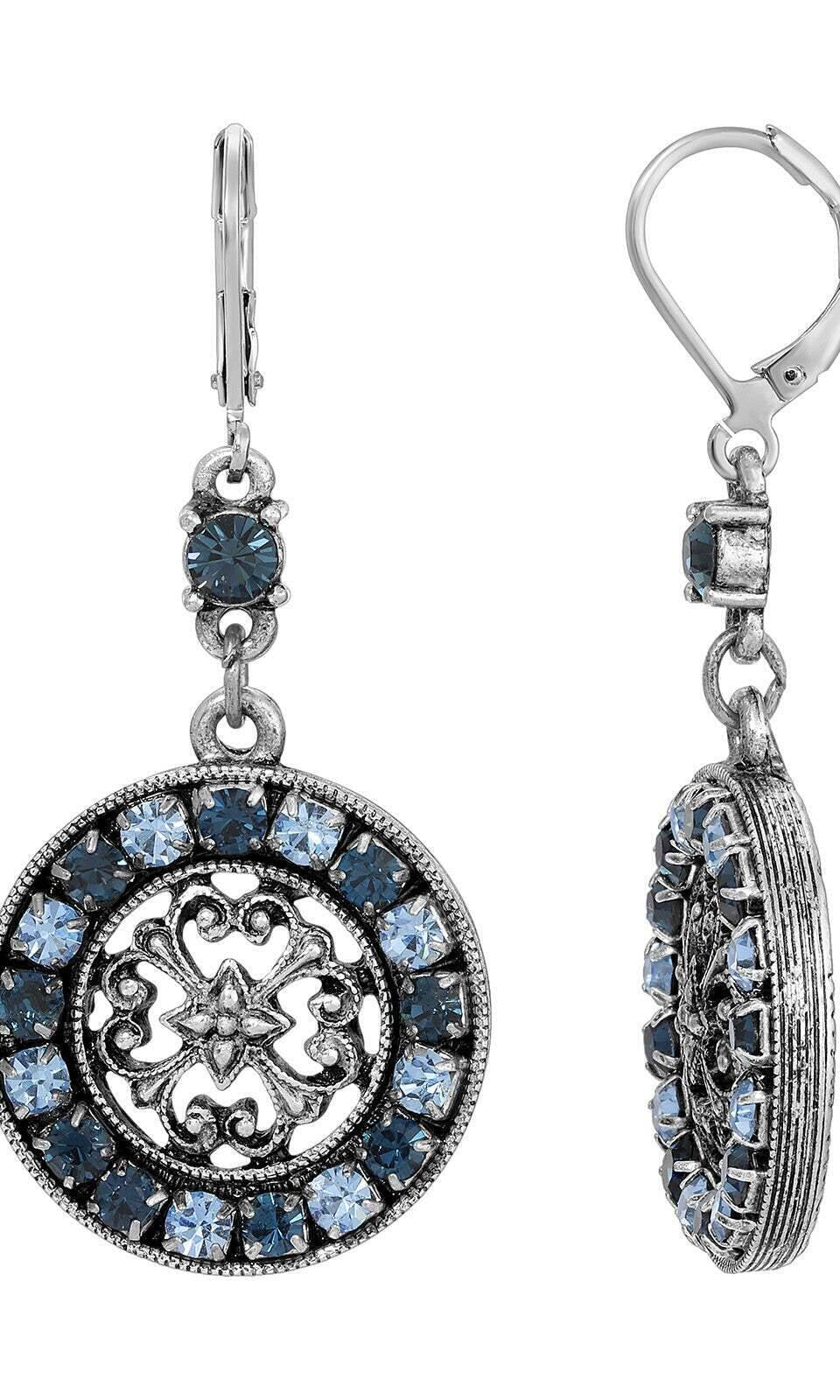 1928 Jewelry Hanauma Filigree Crystal Dangle Earrings