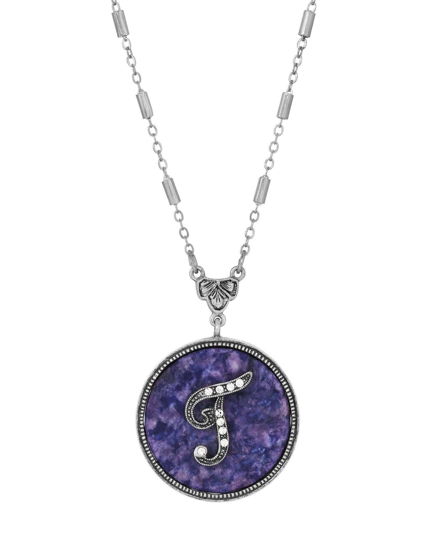 1928 Jewelry Blue Sodalite Gemstone Initial Necklace 18"L