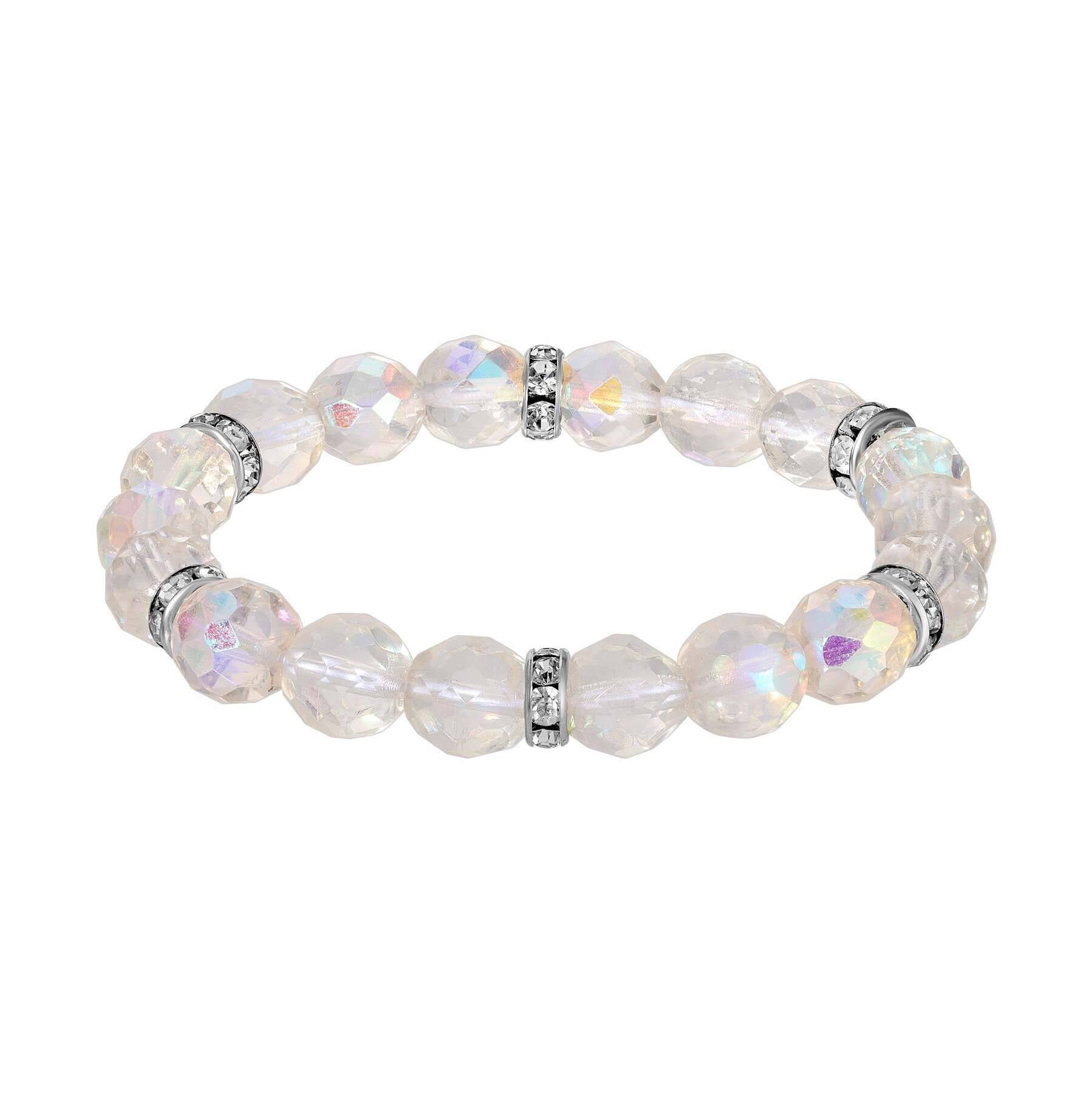 1928 Jewelry Classique Fire Polished Glass Beaded Stretch Bracelet