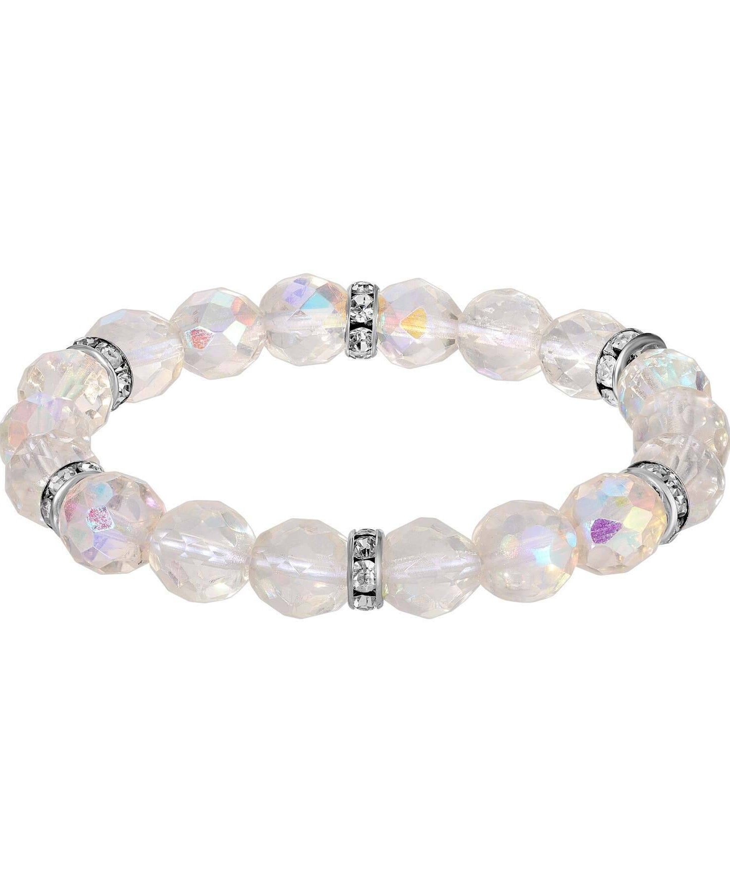 1928 Jewelry Classique Fire Polished Glass Beaded Stretch Bracelet