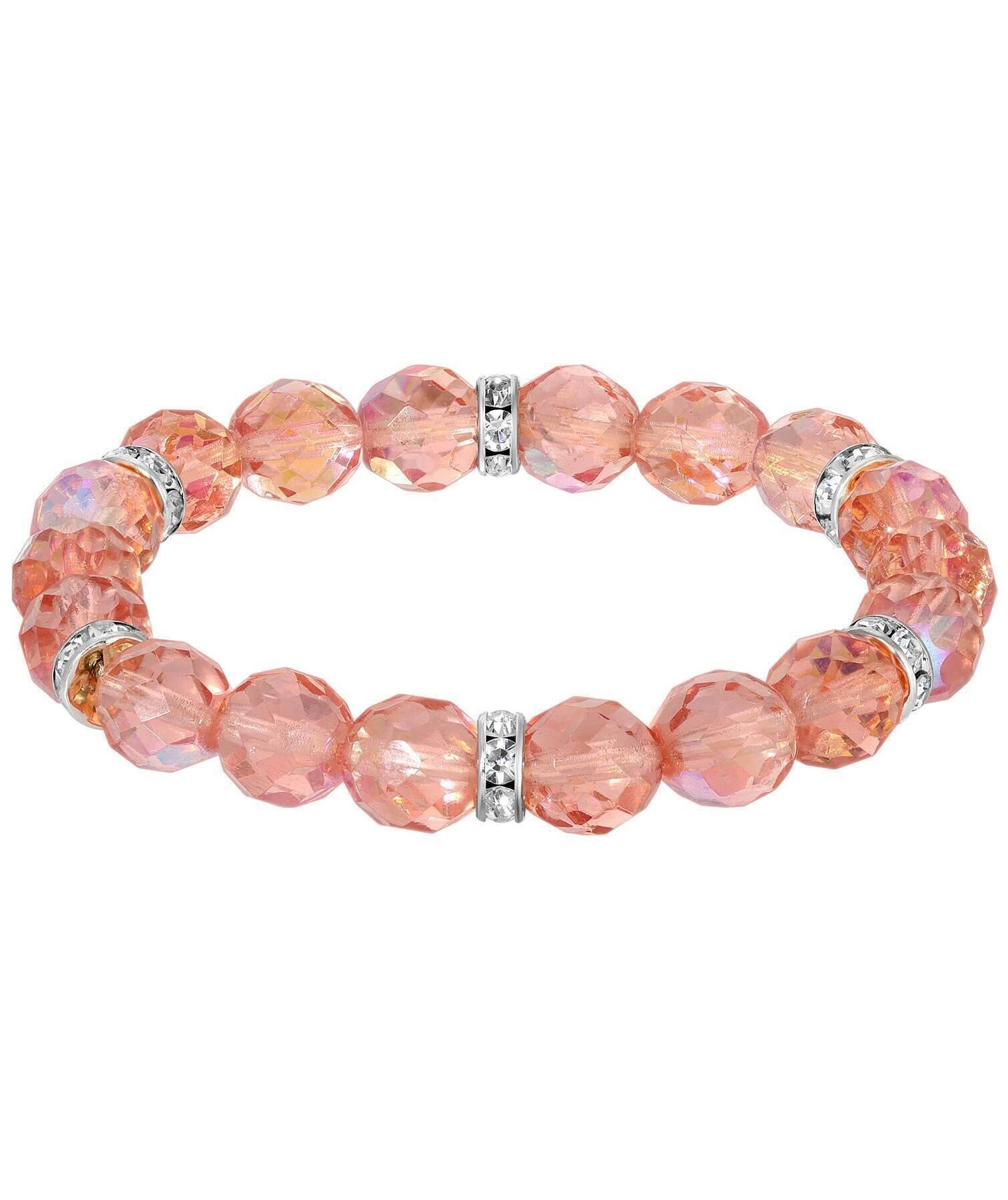 1928 Jewelry Classique Fire Polished Glass Beaded Stretch Bracelet