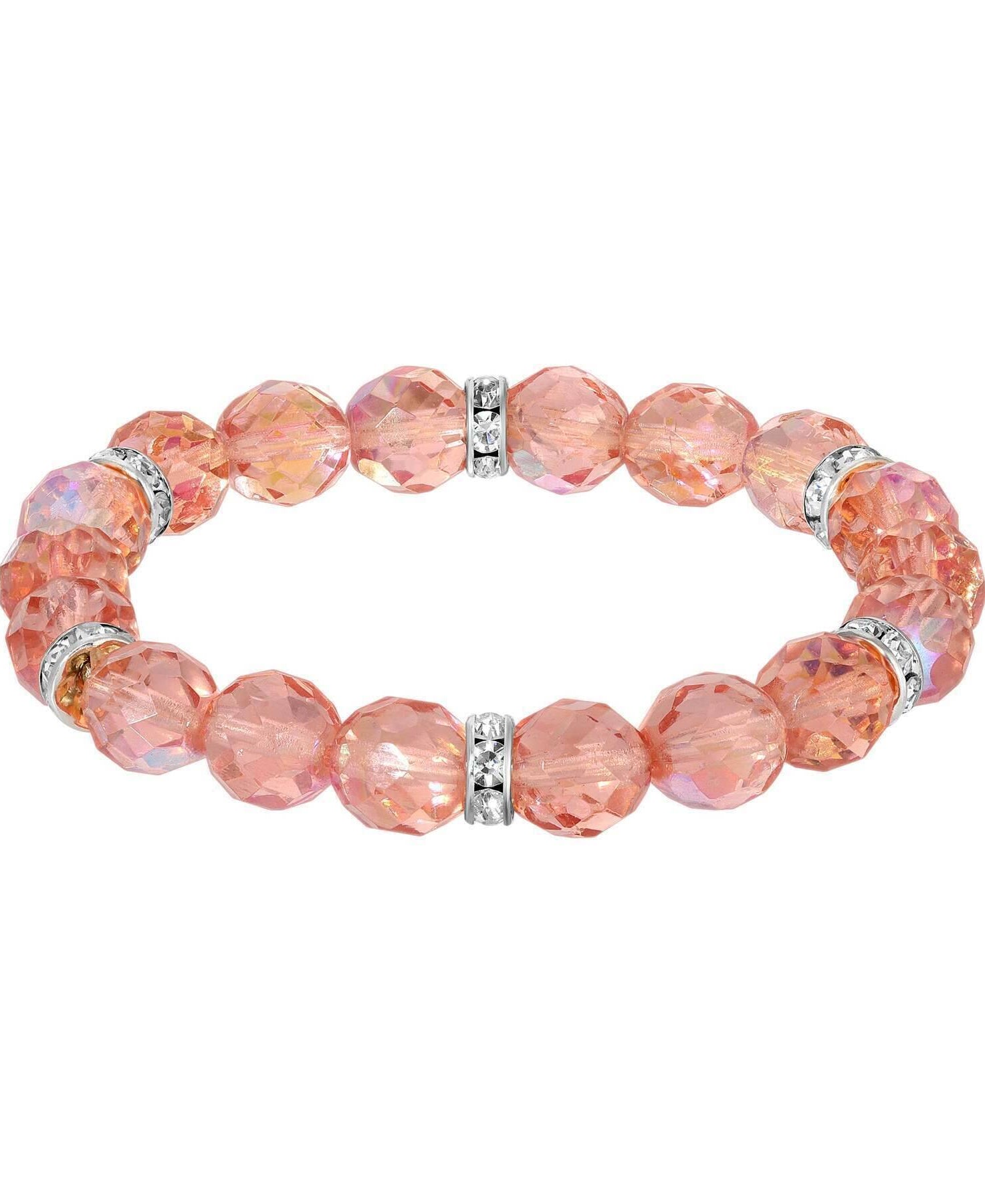 1928 Jewelry Classique Fire Polished Glass Beaded Stretch Bracelet