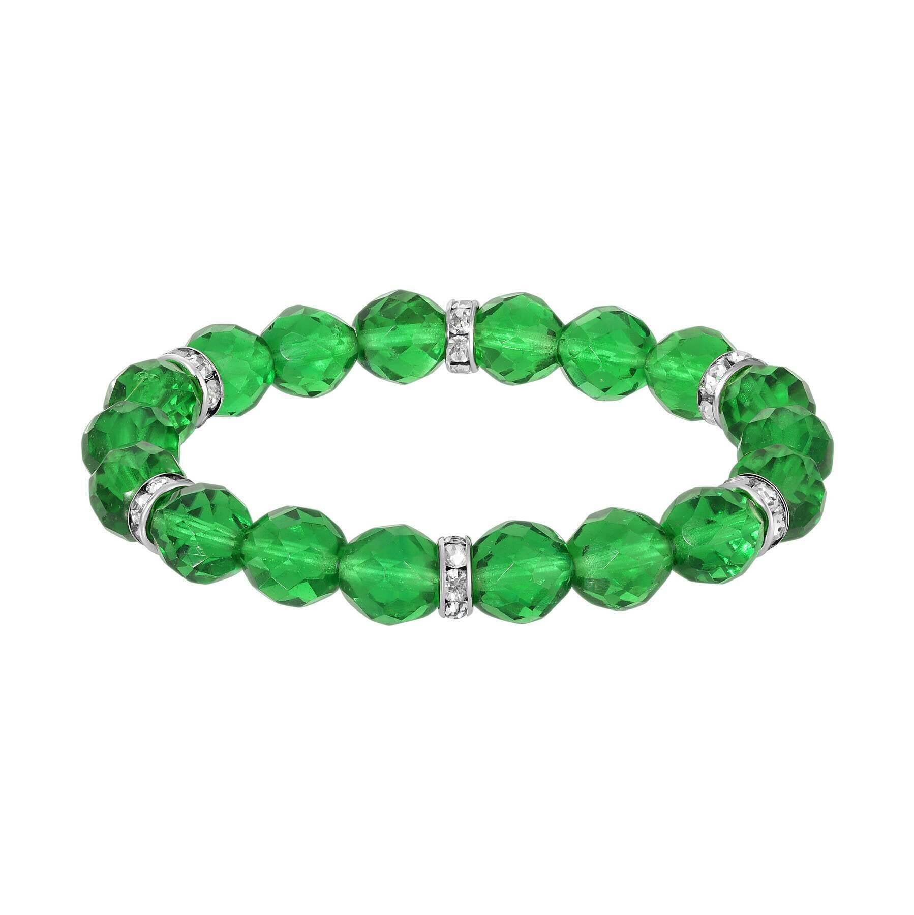 1928 Jewelry Classique Fire Polished Glass Beaded Stretch Bracelet