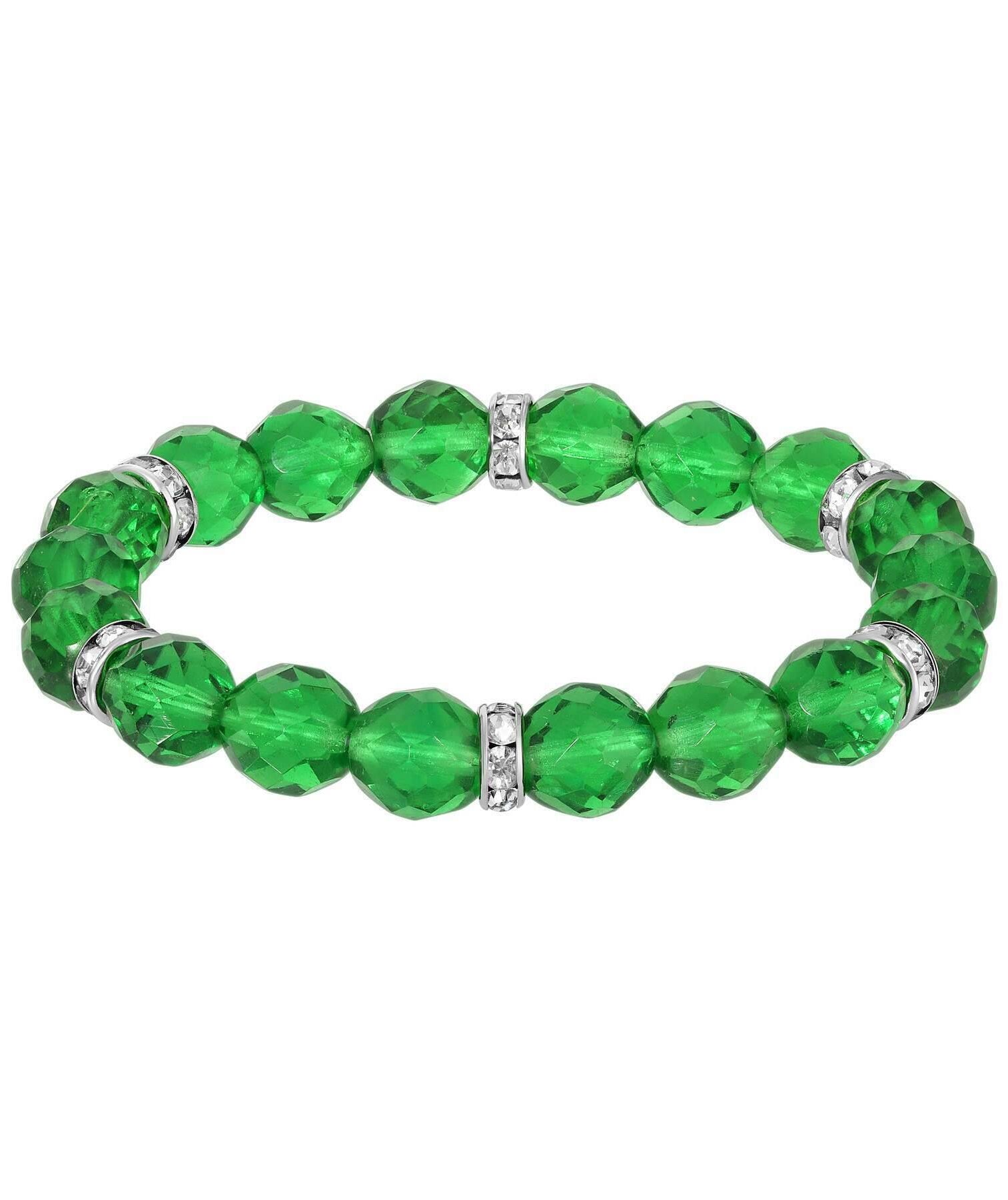 1928 Jewelry Classique Fire Polished Glass Beaded Stretch Bracelet