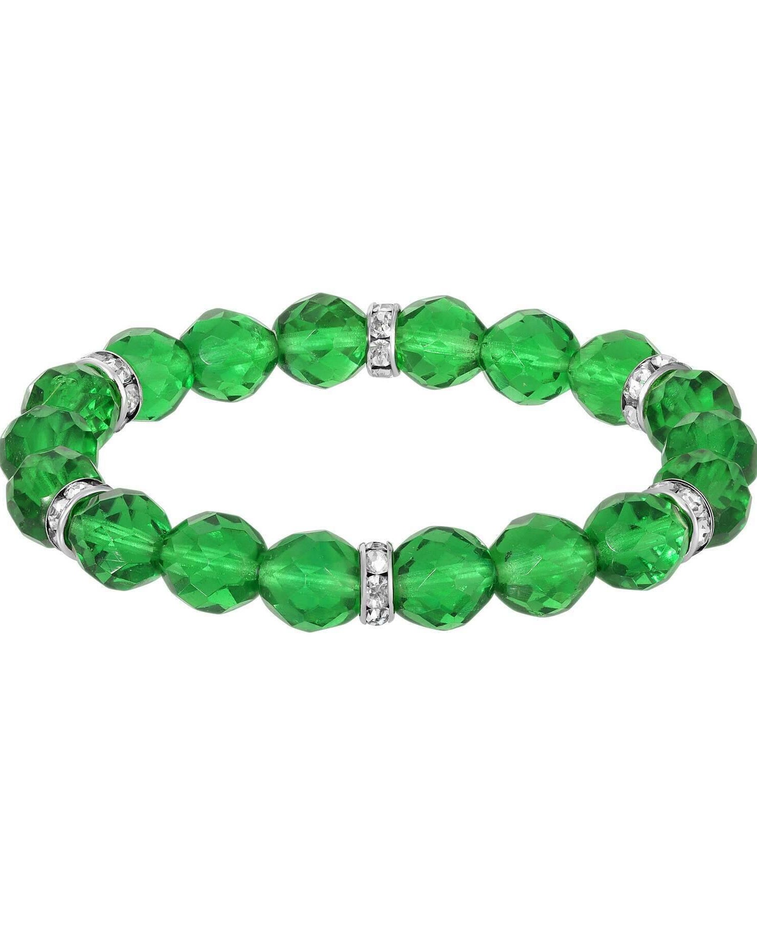 1928 Jewelry Classique Fire Polished Glass Beaded Stretch Bracelet