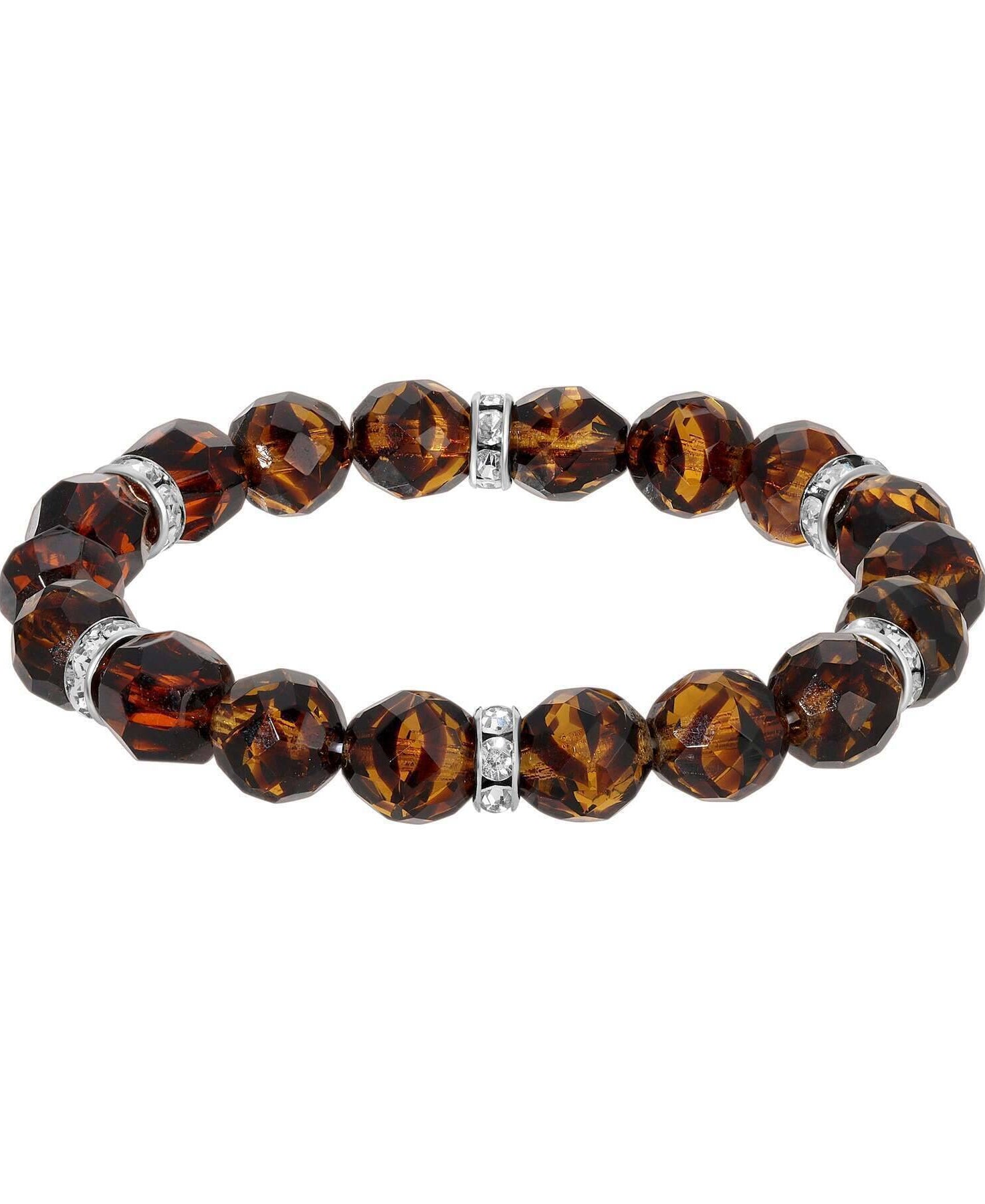 1928 Jewelry Classique Fire Polished Glass Beaded Stretch Bracelet