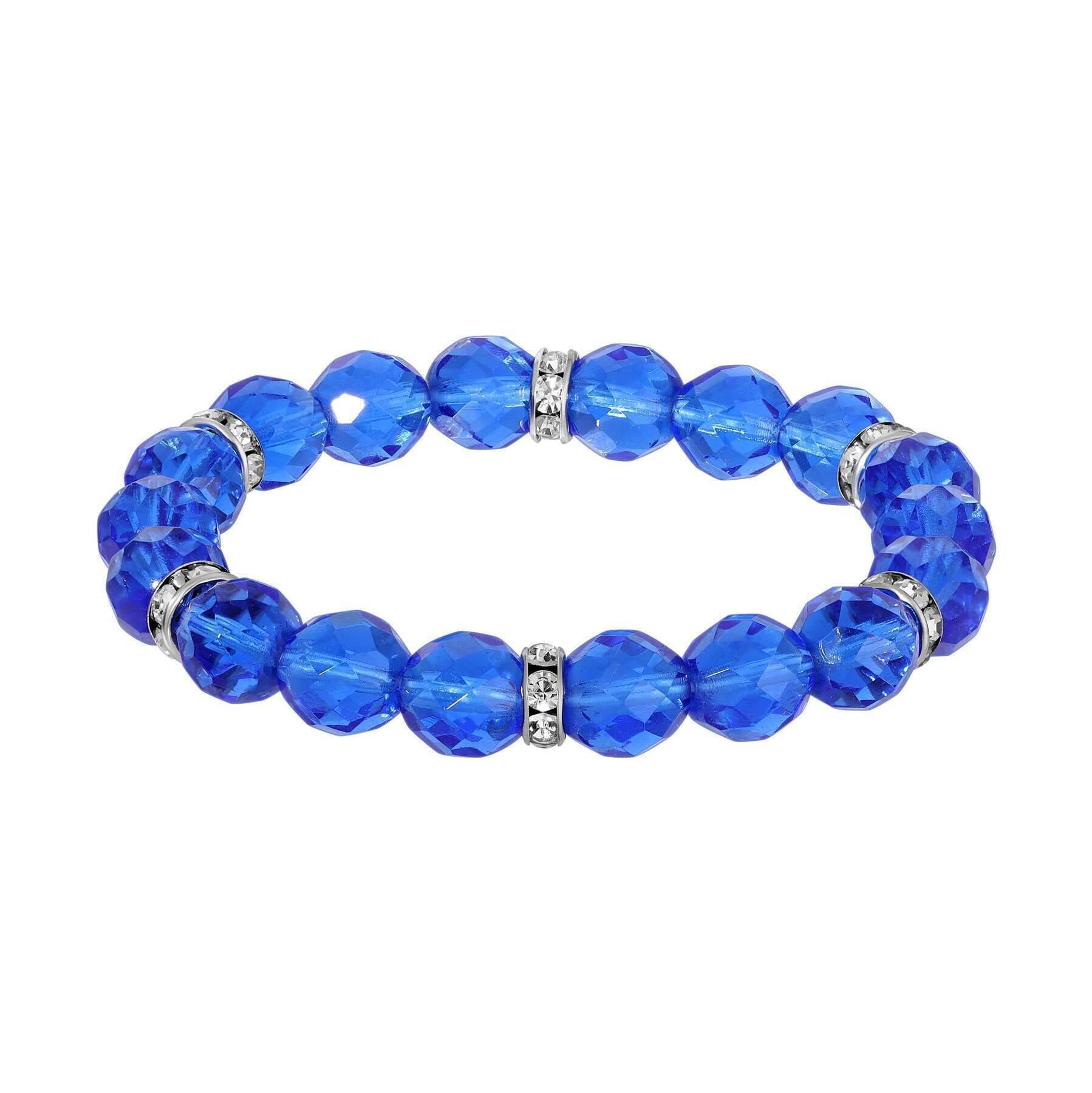 1928 Jewelry Classique Fire Polished Glass Beaded Stretch Bracelet