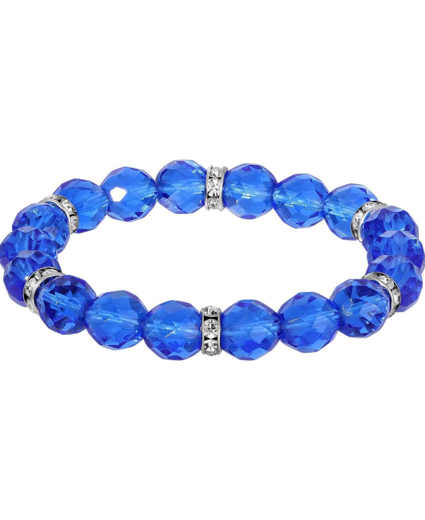 1928 Jewelry Classique Fire Polished Glass Beaded Stretch Bracelet