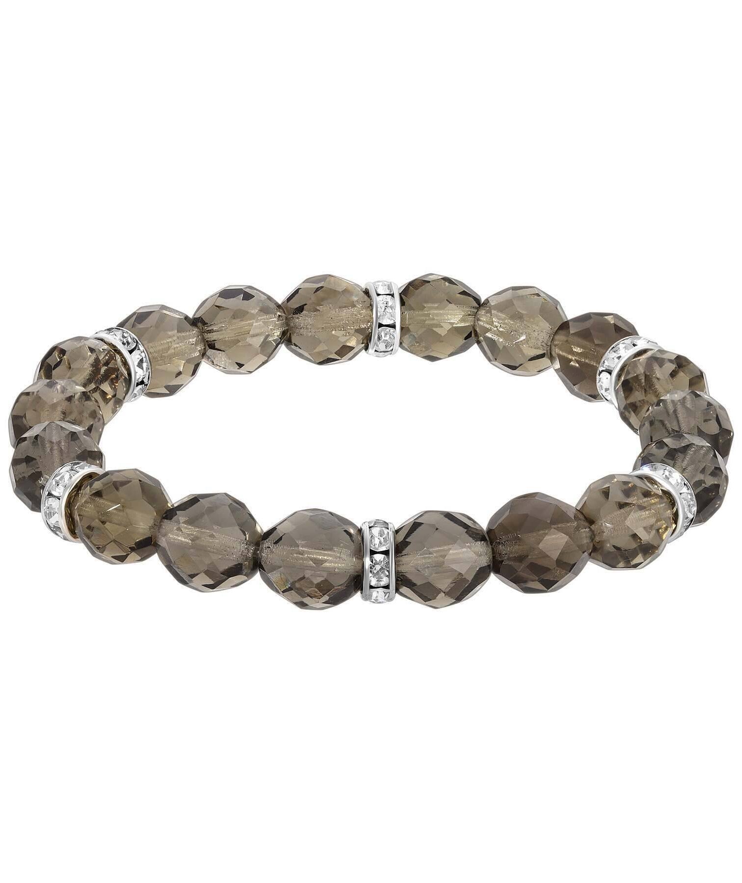 1928 Jewelry Classique Fire Polished Glass Beaded Stretch Bracelet