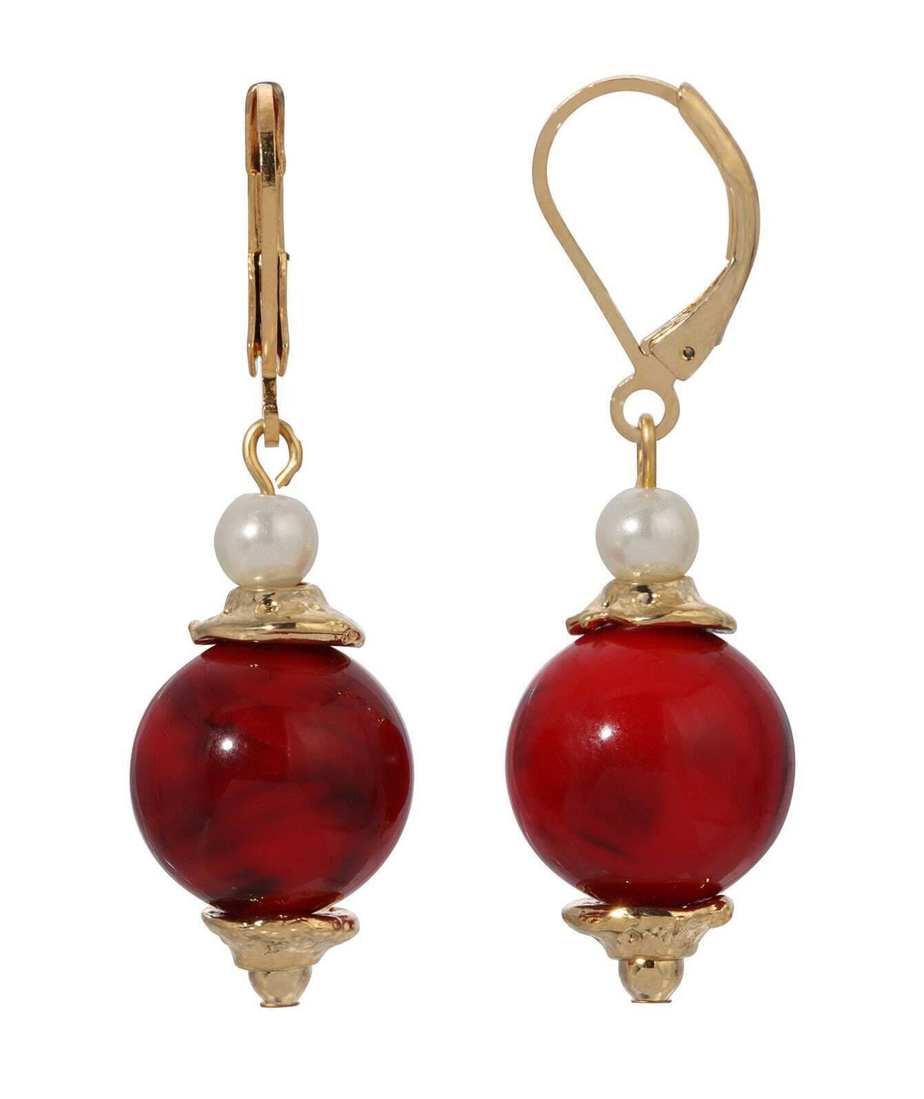 1928 Jewelry Alluring Bead and Faux Pearl Drop Earrings