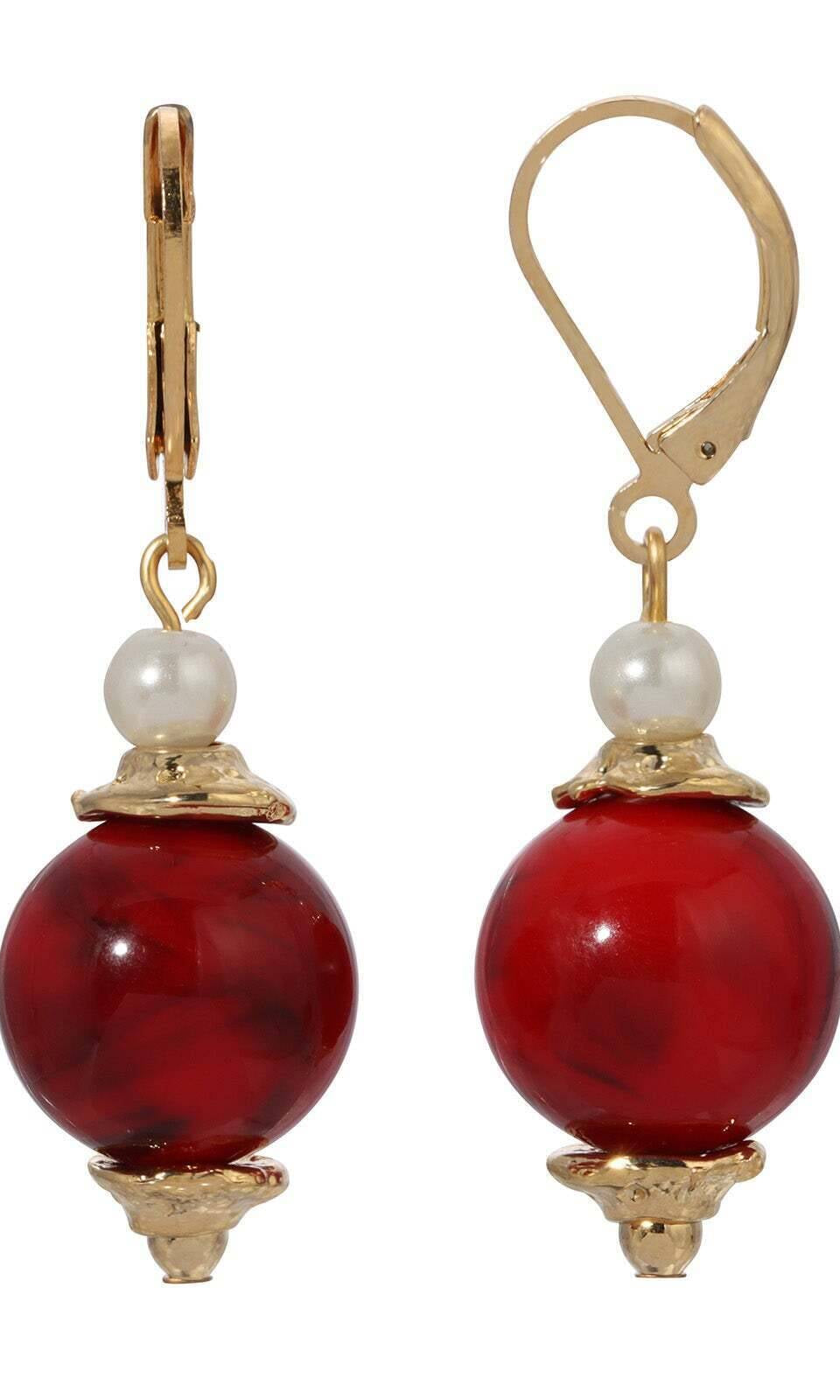 1928 Jewelry Alluring Bead and Faux Pearl Drop Earrings