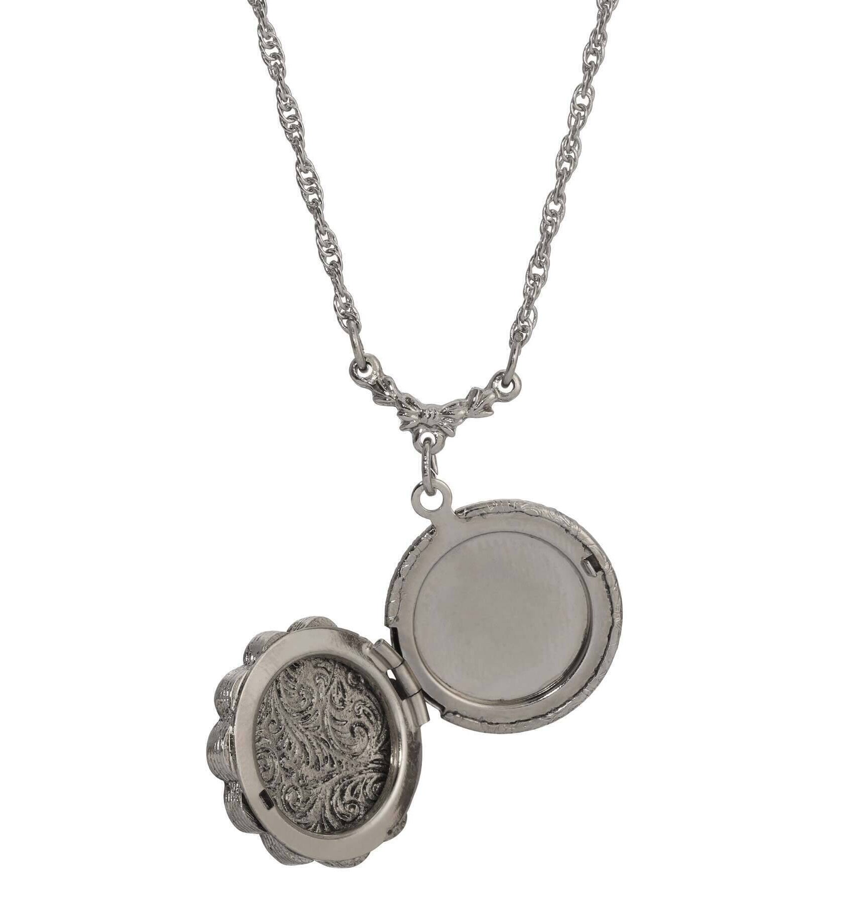 1928 Jewelry Artisan Pink Rosebud Locket Necklace 16" + 3" Extension