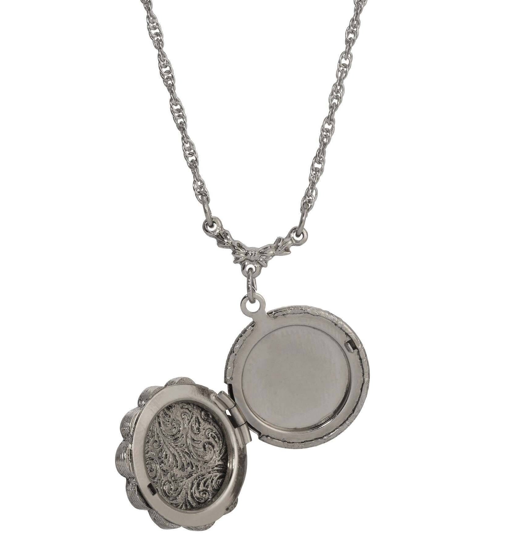 1928 Jewelry Artisan Pink Rosebud Locket Necklace 16" + 3" Extension