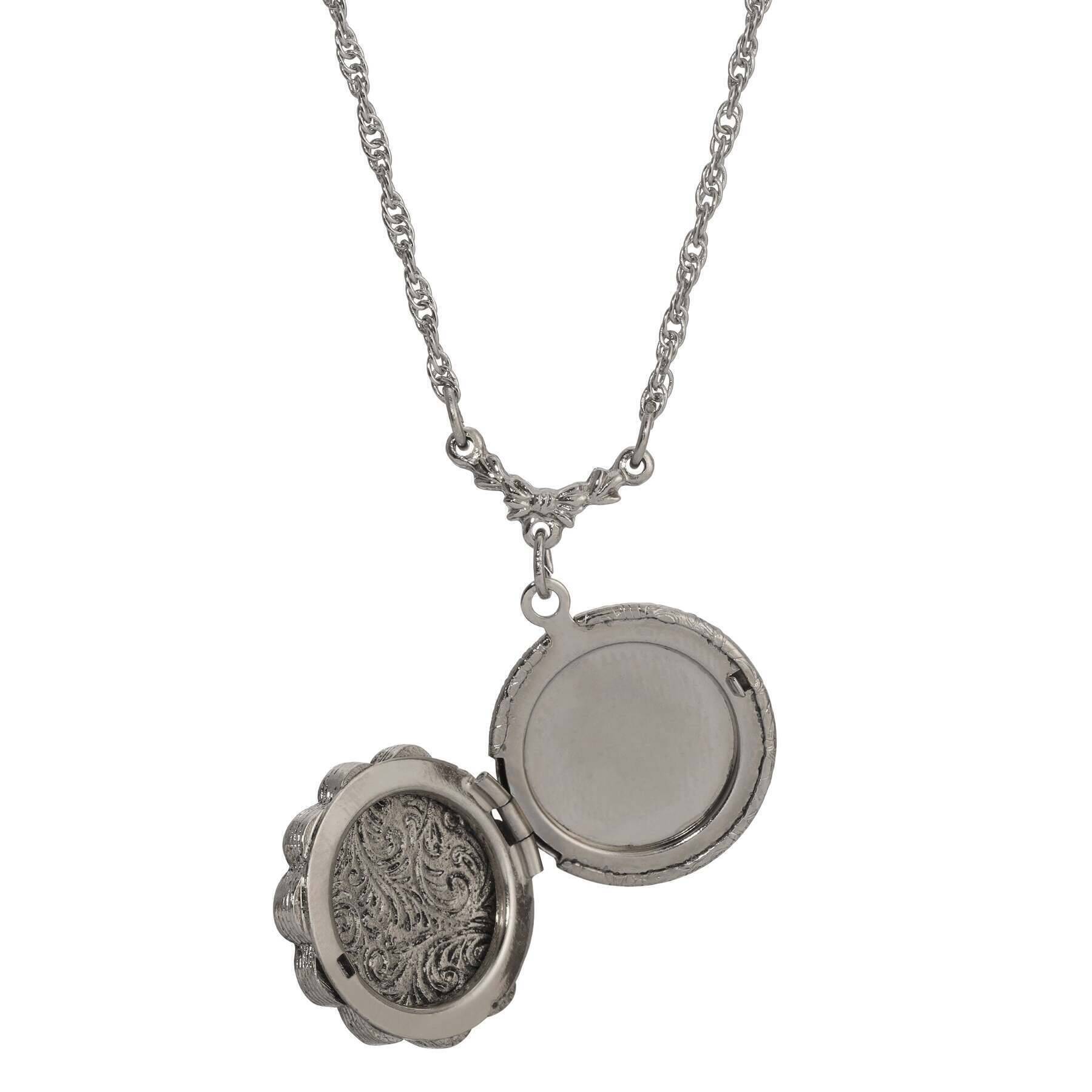 1928 Jewelry Artisan Pink Rosebud Locket Necklace 16" + 3" Extension