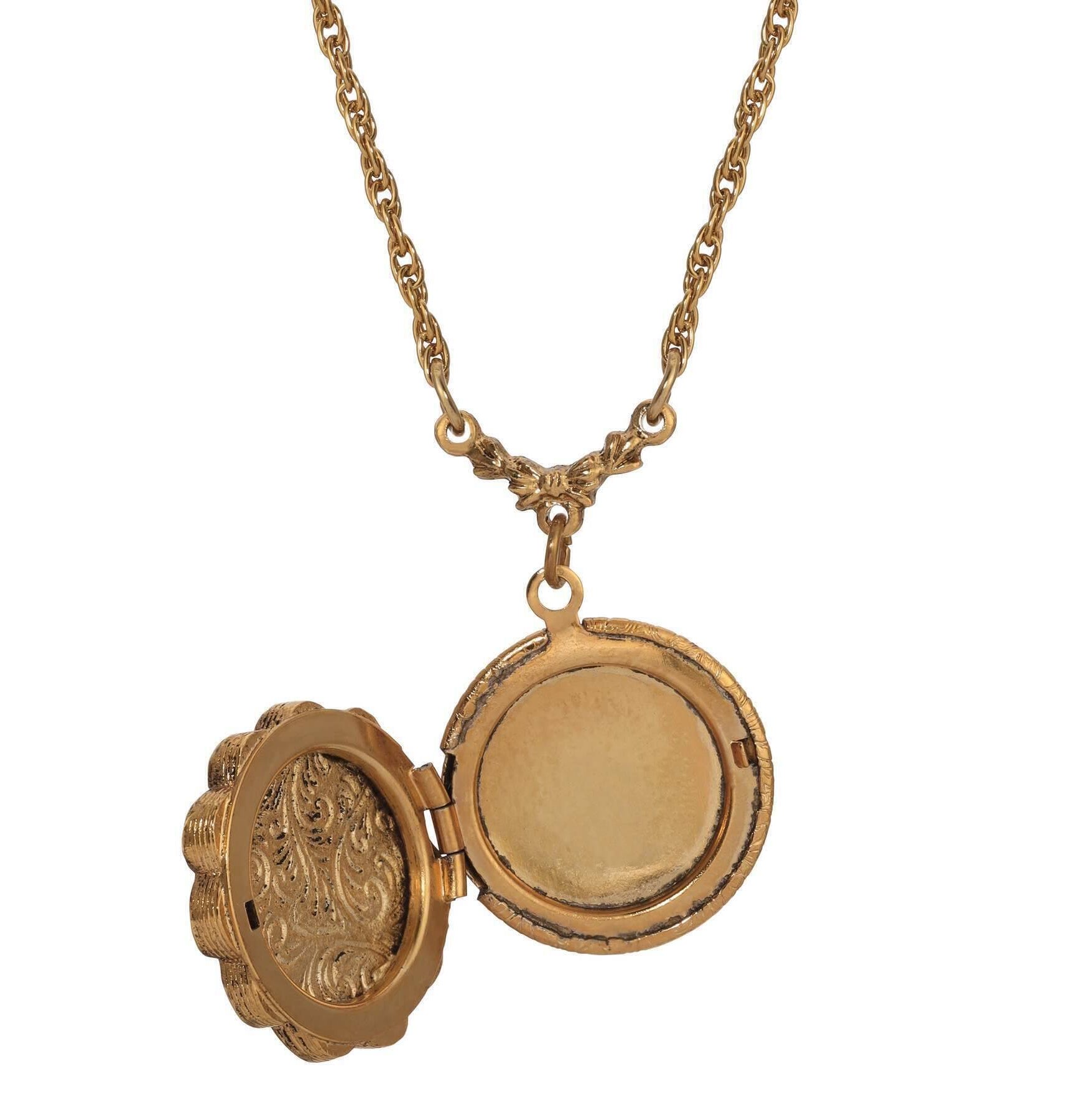 1928 Jewelry Artisan Pink Rosebud Locket Necklace 16" + 3" Extension