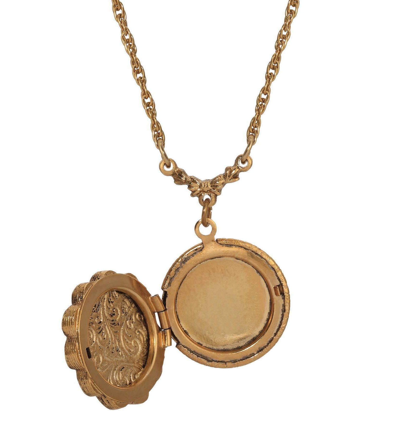 1928 Jewelry Artisan Pink Rosebud Locket Necklace 16" + 3" Extension