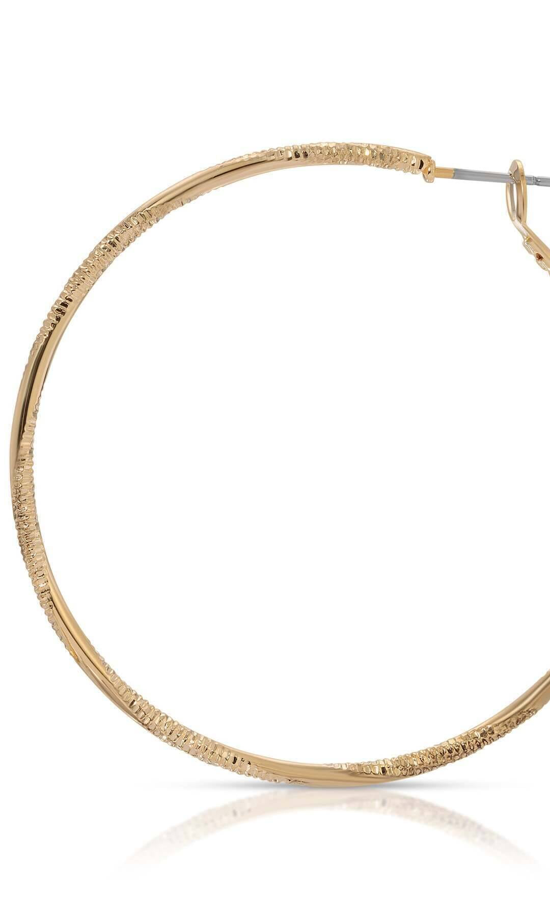 1928 Jewelry Polished & Textured Hinged Hoop Earrings