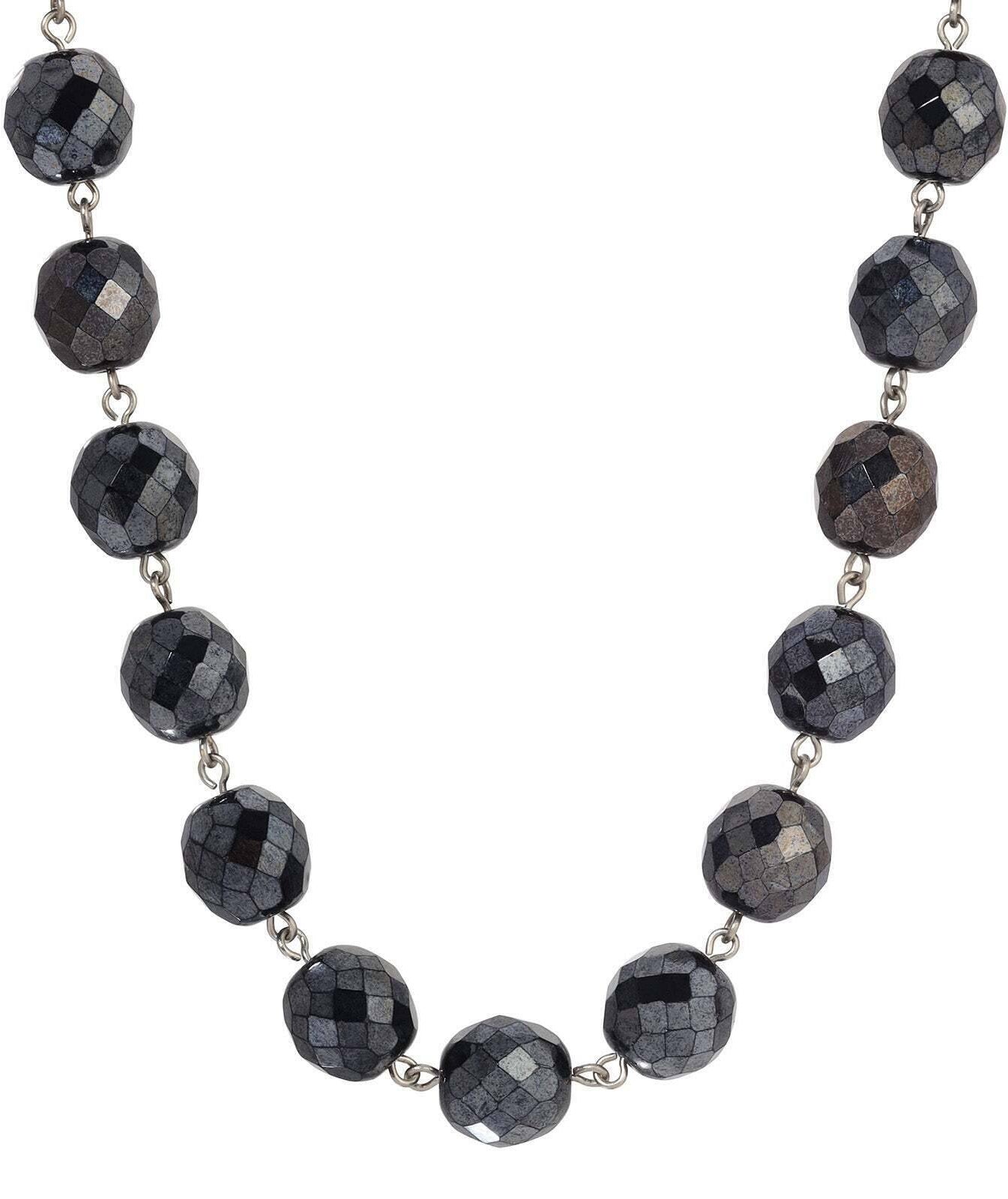 1928 Jewelry Luminous Fire Polished Crystal Glass Necklace 16" + 3" Extension