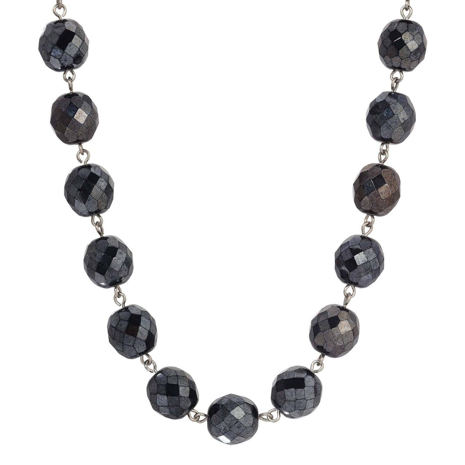 1928 Jewelry Luminous Fire Polished Crystal Glass Necklace 16" + 3" Extension