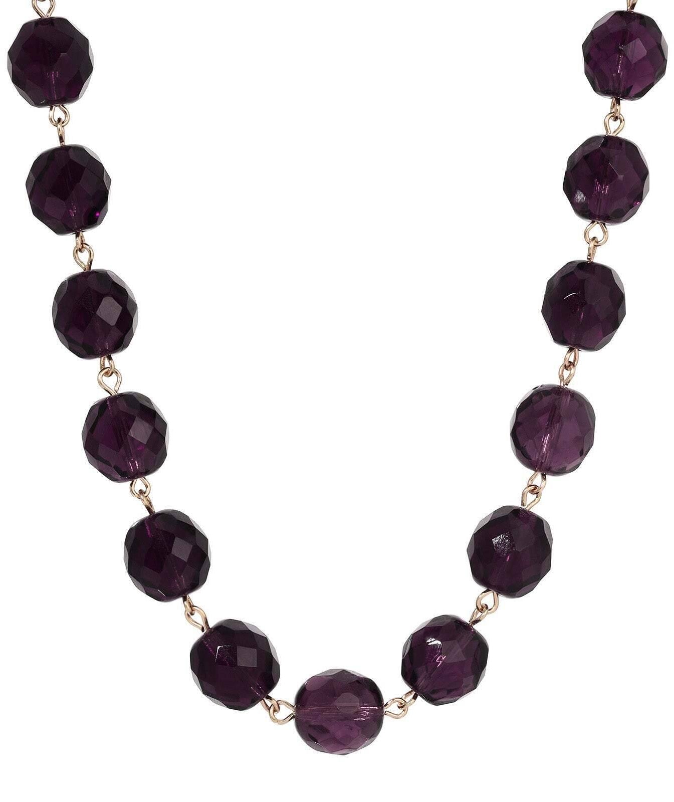 1928 Jewelry Luminous Fire Polished Crystal Glass Necklace 16" + 3" Extension