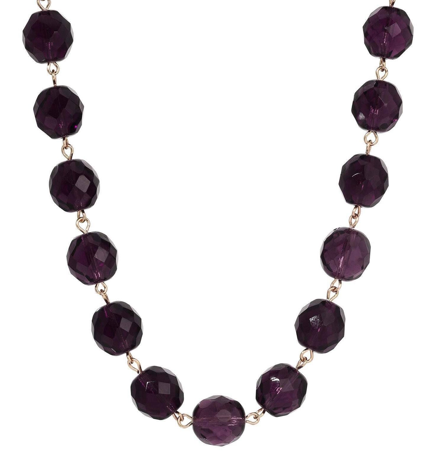 1928 Jewelry Luminous Fire Polished Crystal Glass Necklace 16" + 3" Extension