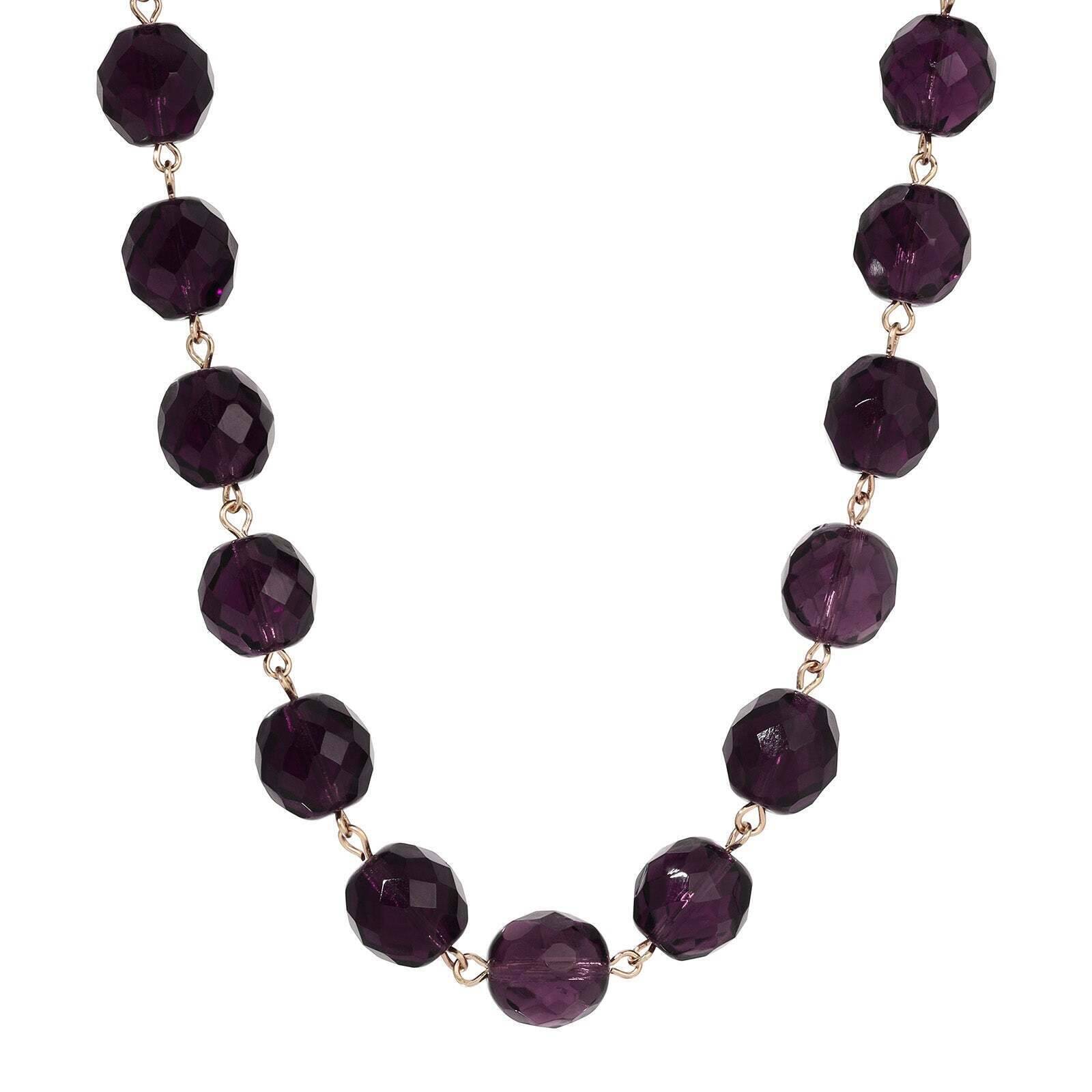 1928 Jewelry Luminous Fire Polished Crystal Glass Necklace 16" + 3" Extension