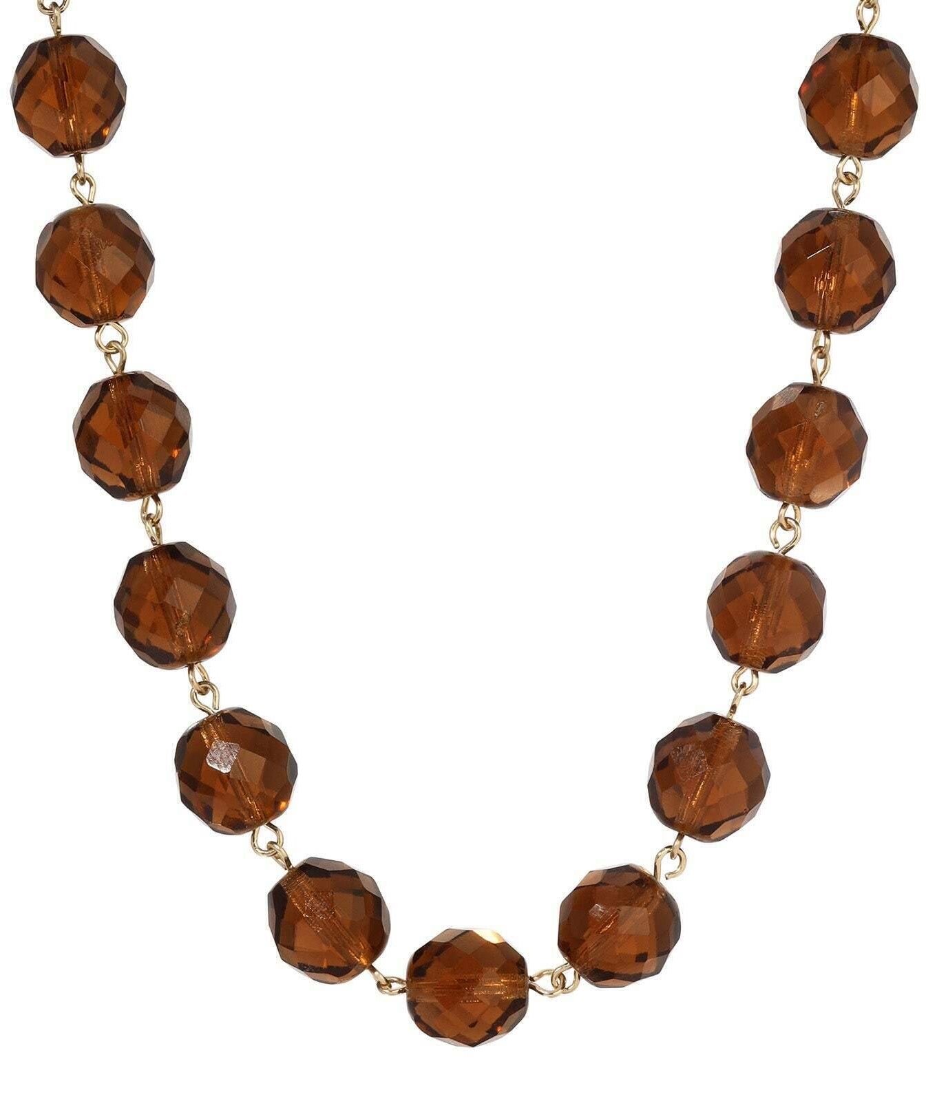 1928 Jewelry Luminous Fire Polished Crystal Glass Necklace 16" + 3" Extension