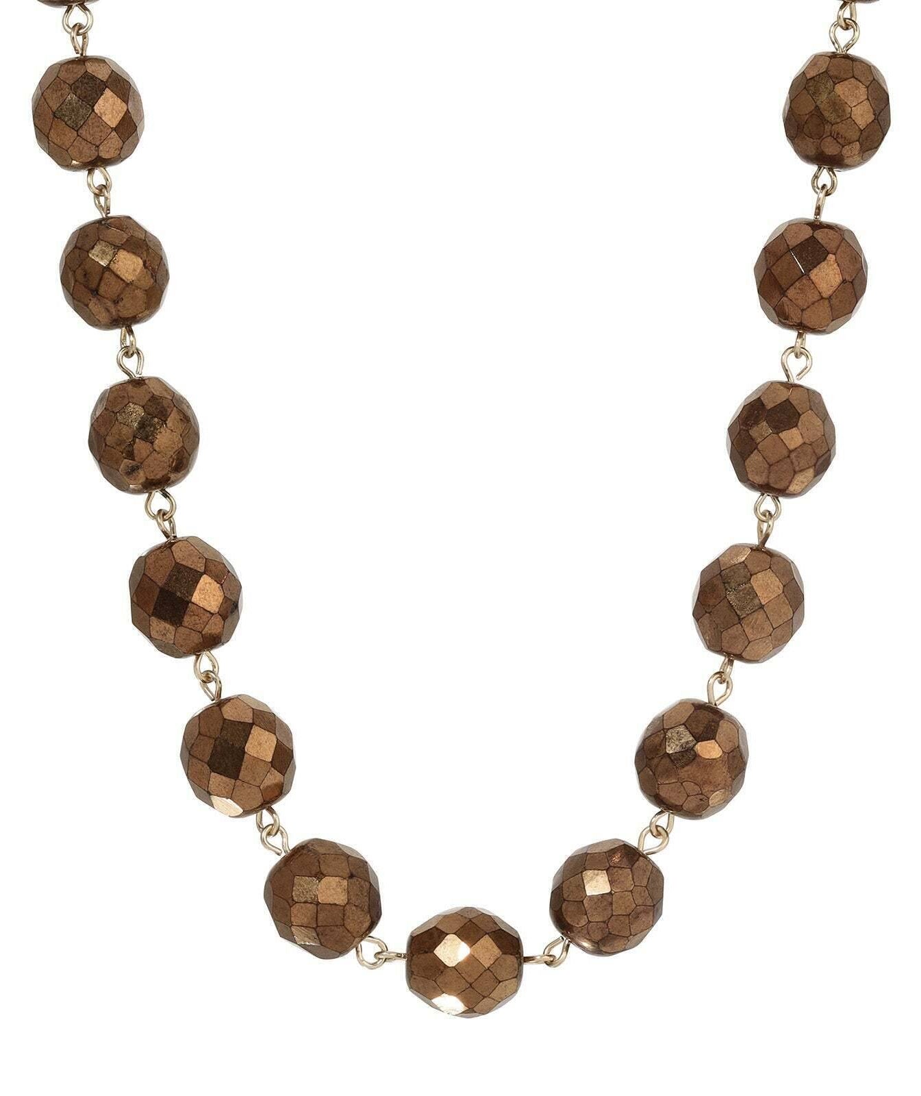 1928 Jewelry Luminous Fire Polished Crystal Glass Necklace 16" + 3" Extension