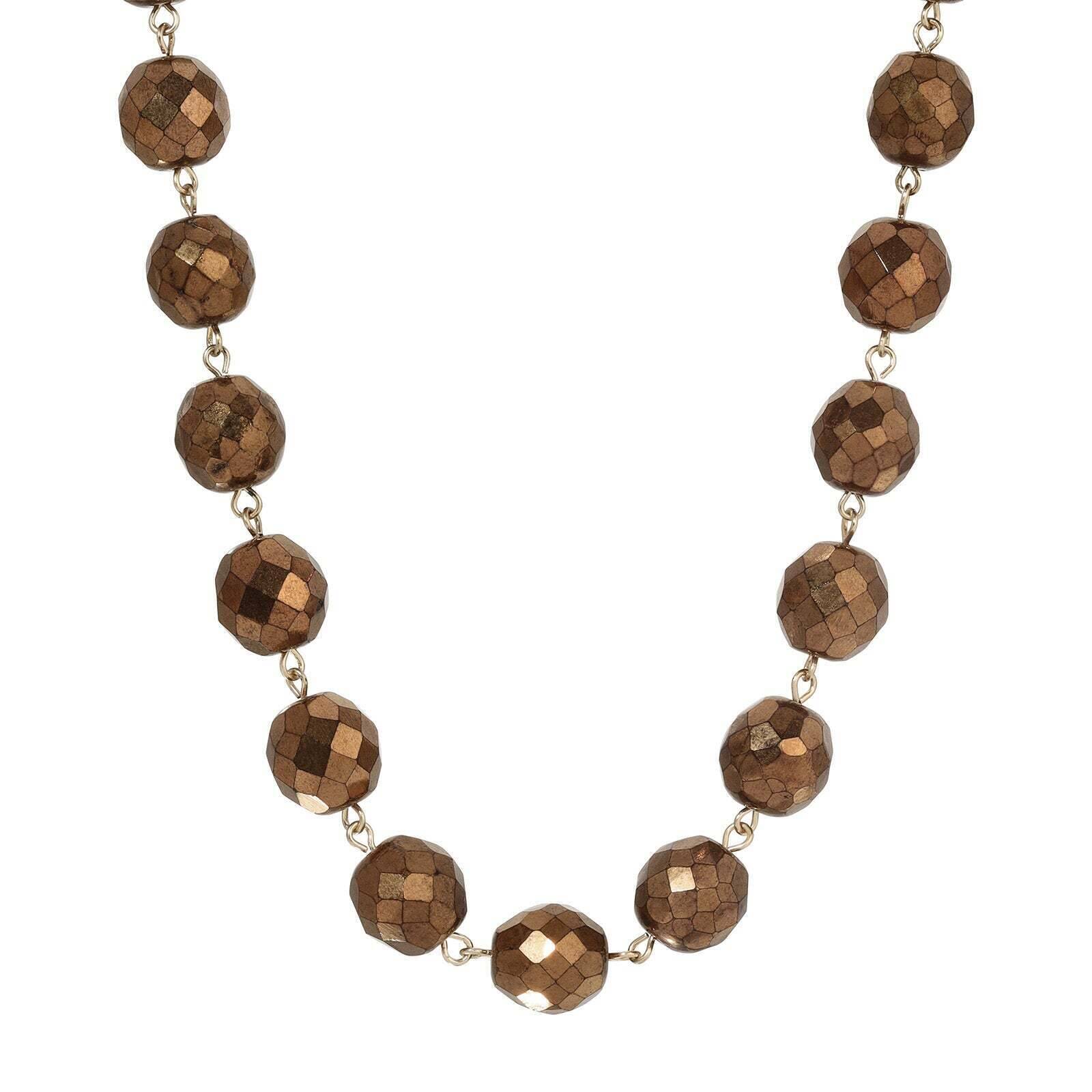 1928 Jewelry Luminous Fire Polished Crystal Glass Necklace 16" + 3" Extension