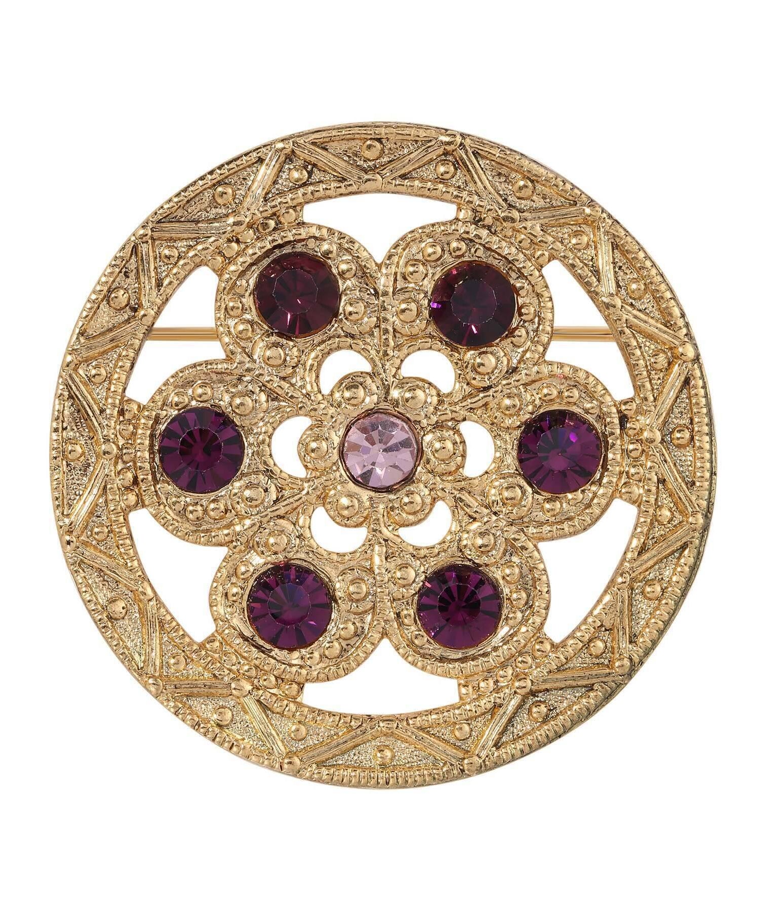 1928 Jewelry Fleur Royale Purple Amethyst Crystal Pin