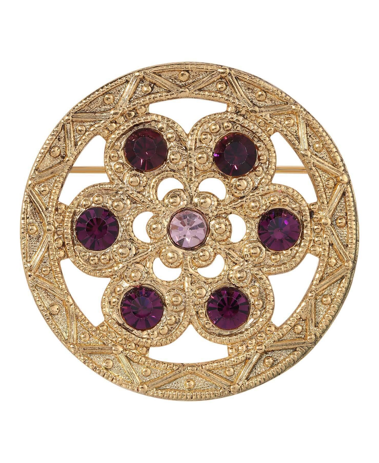 1928 Jewelry Fleur Royale Purple Amethyst Crystal Pin