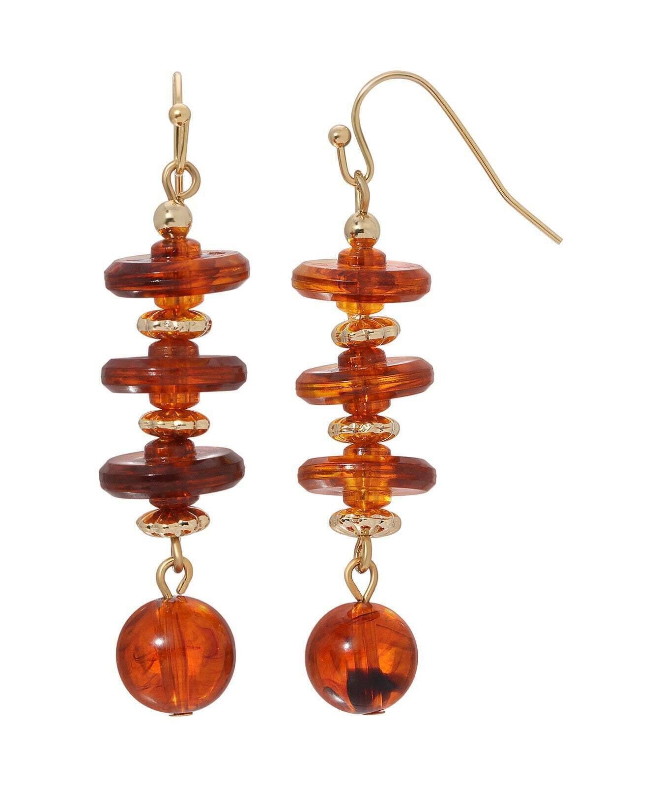 1928 Jewelry Alexandria Tortoise Spacer & Bead Dangle Earrings