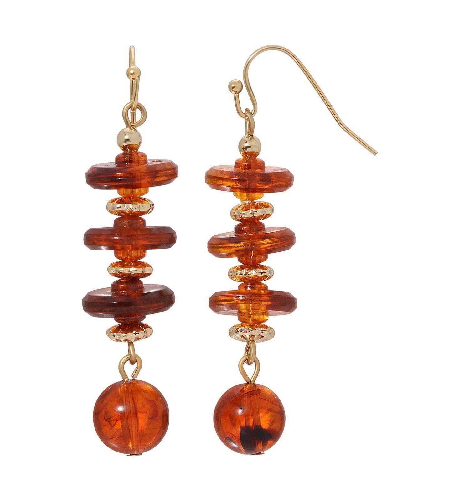 1928 Jewelry Alexandria Tortoise Spacer & Bead Dangle Earrings