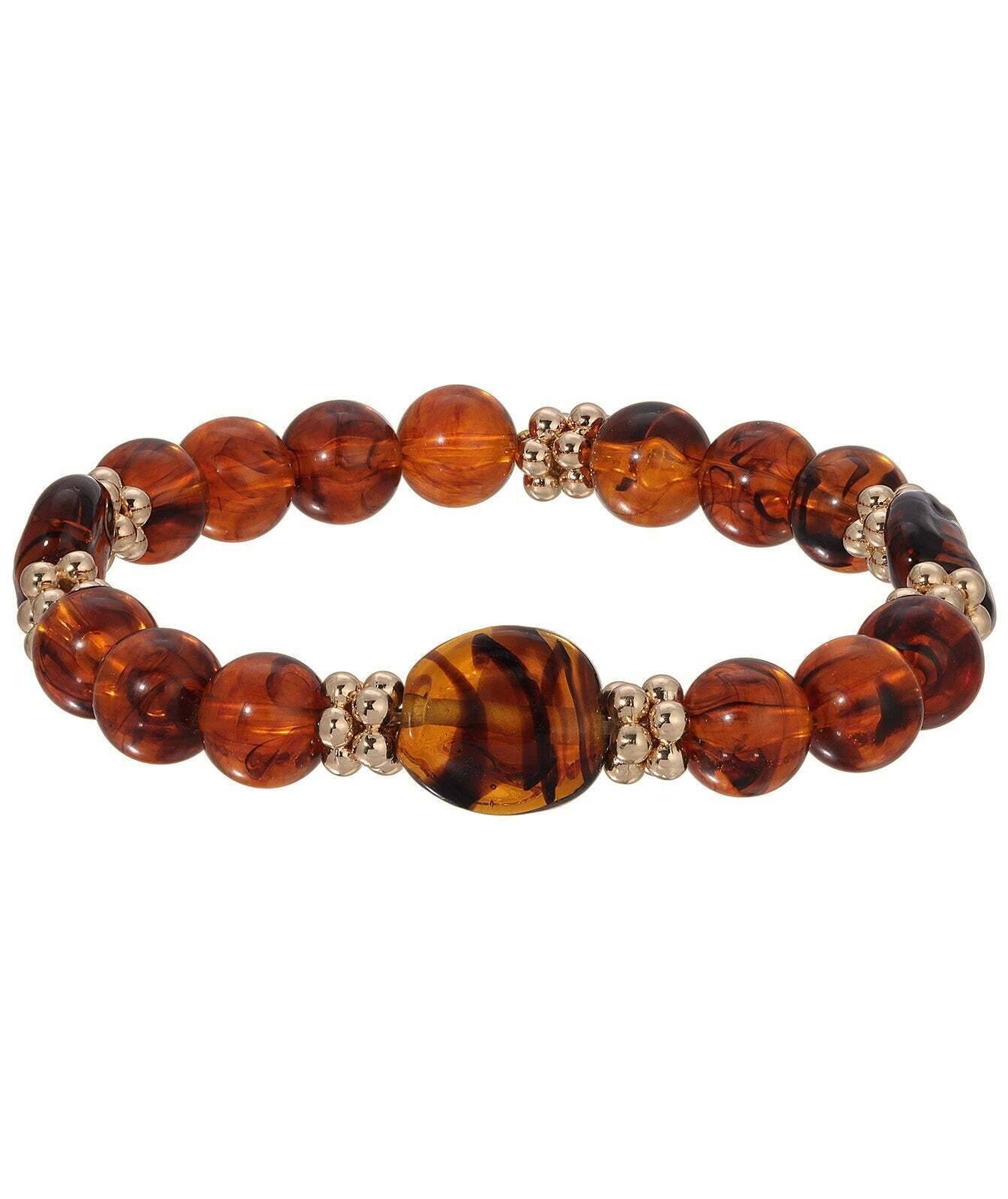 1928 Jewelry Alexandria Tortoise Bead Stretch Bracelet