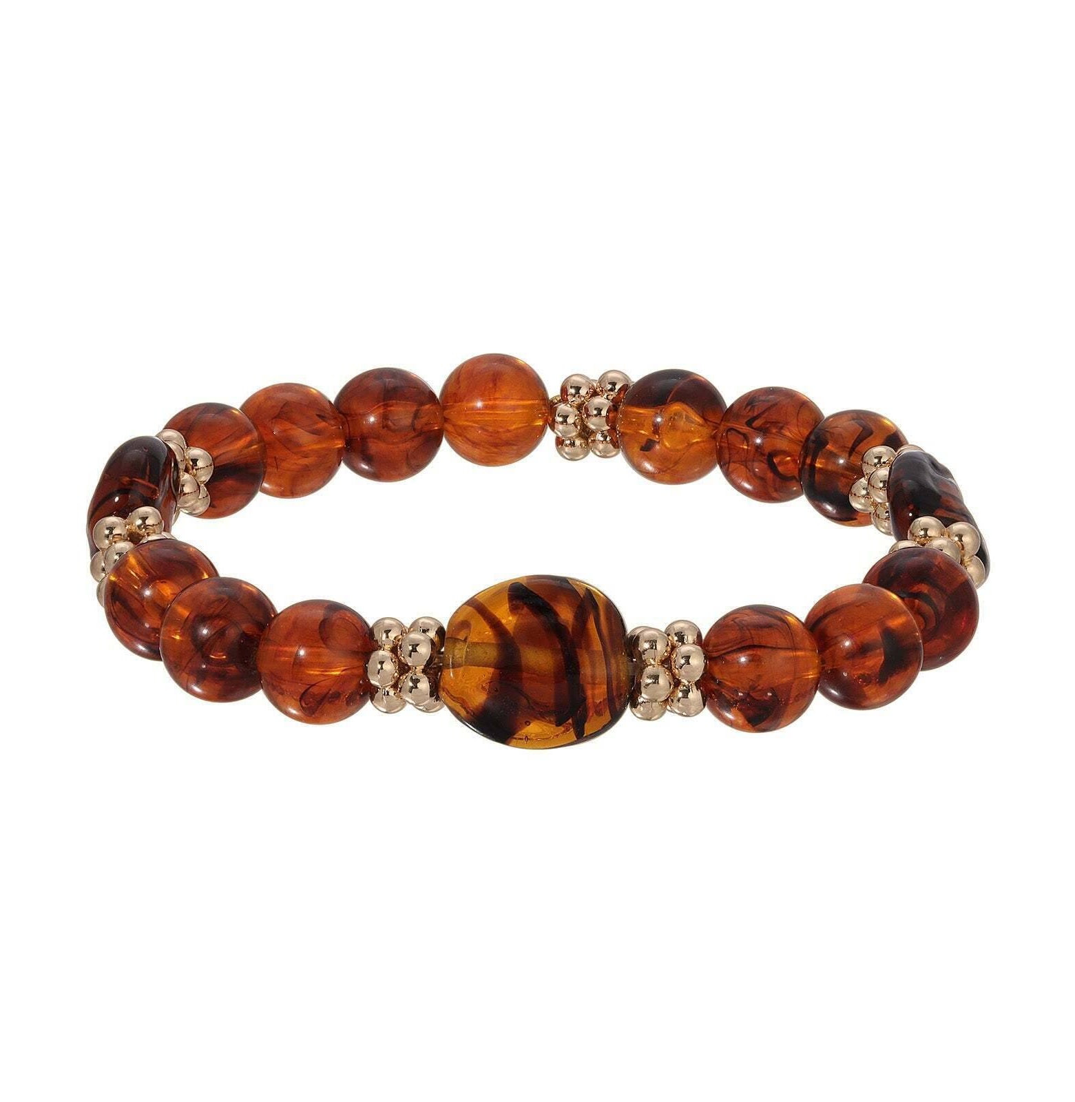 1928 Jewelry Alexandria Tortoise Bead Stretch Bracelet