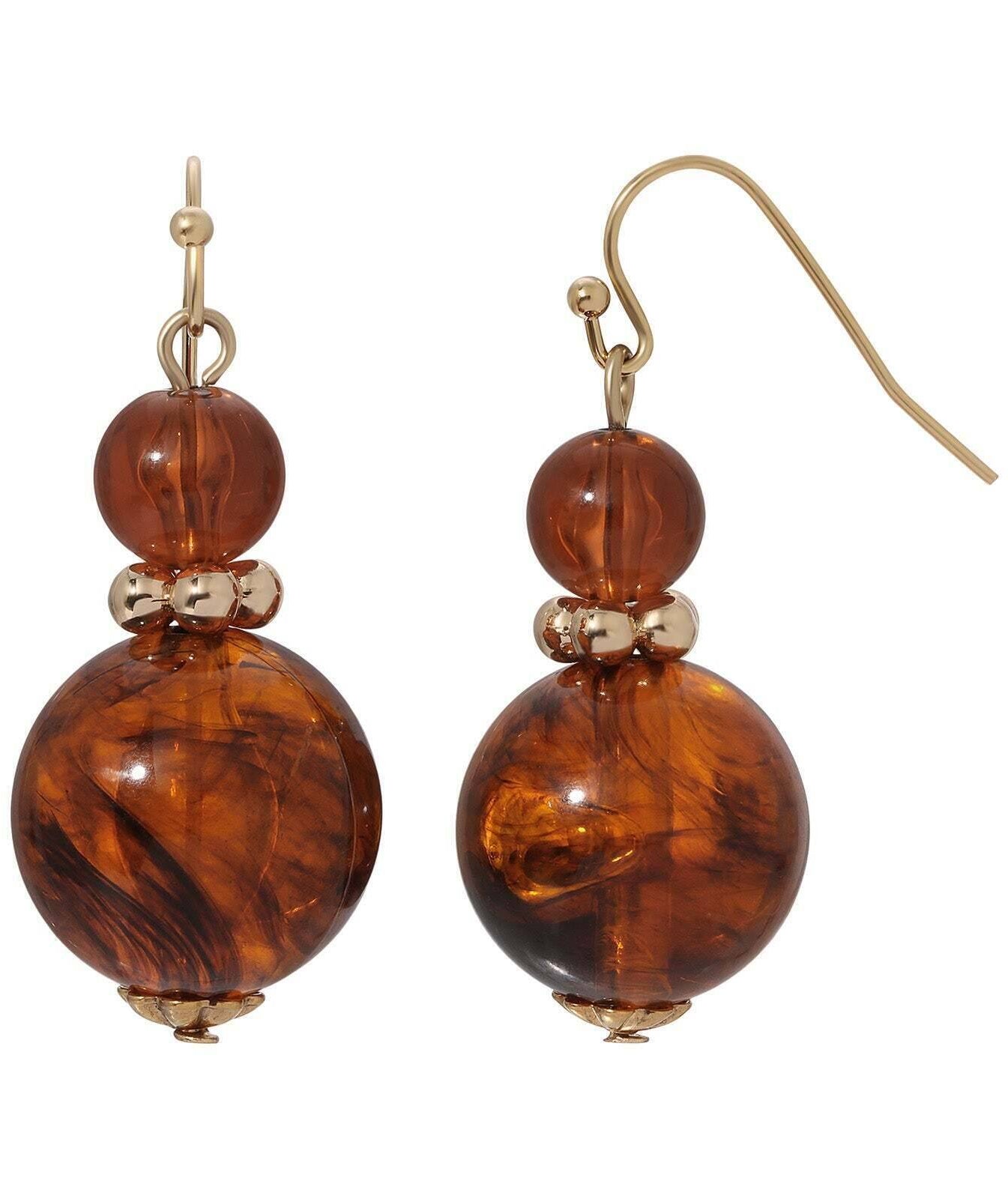 1928 Jewelry Alexandria Tortoise & Flower Bead Dangle Earrings