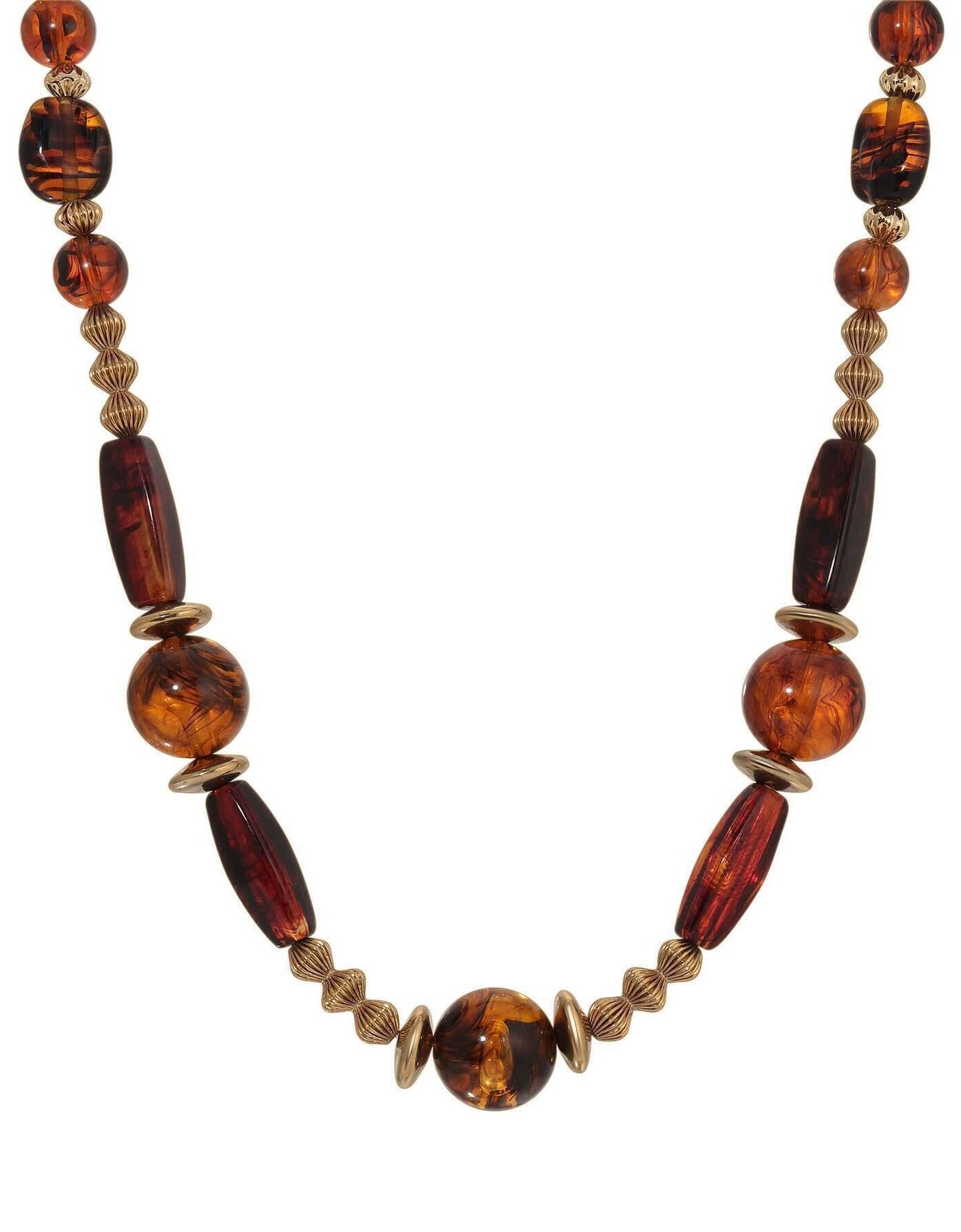 1928 Jewelry Tortoise Brown Multi Beaded Necklace 30"