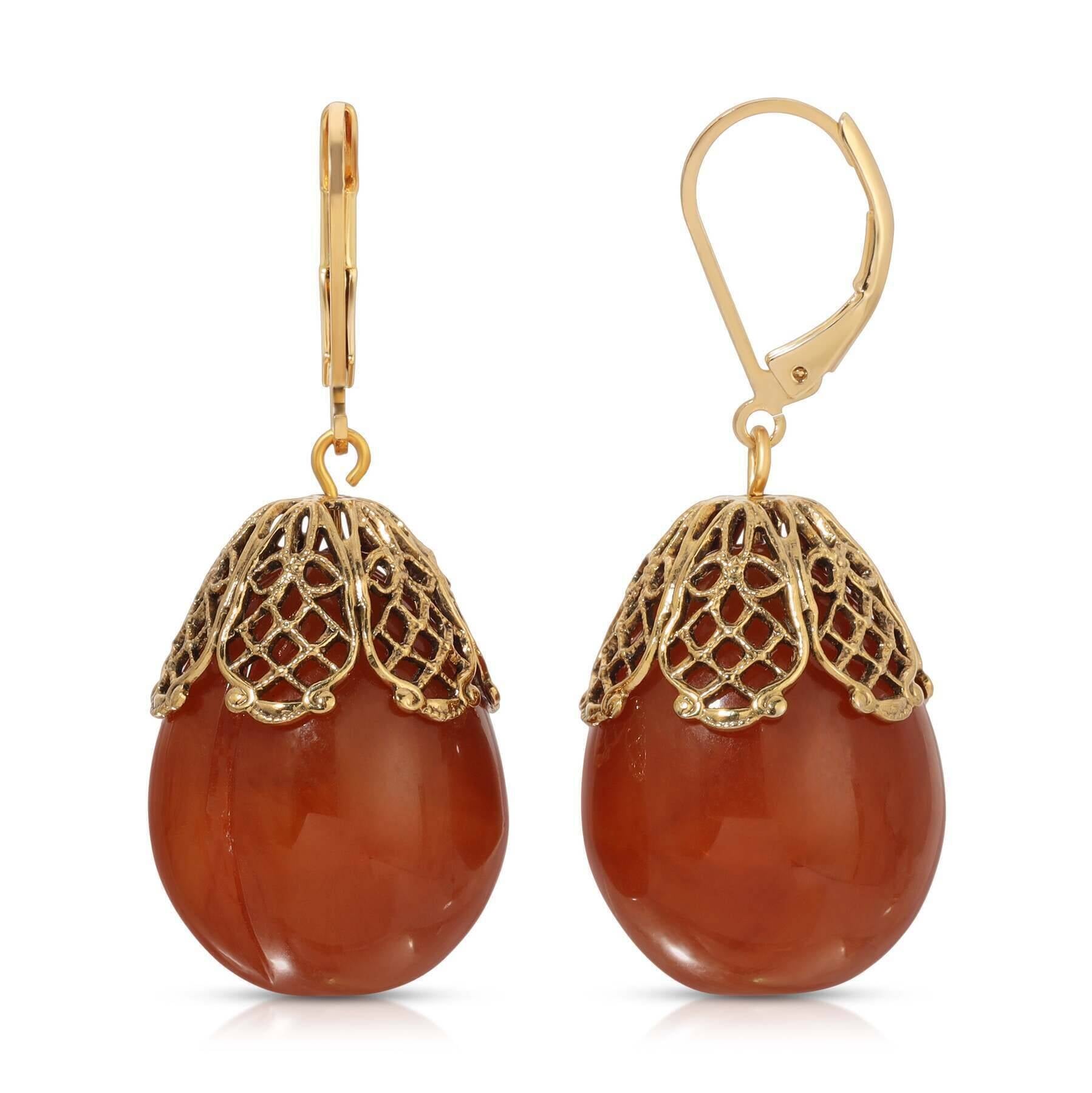 1928 Jewelry Filigree Pear Shaped Drop Earrings